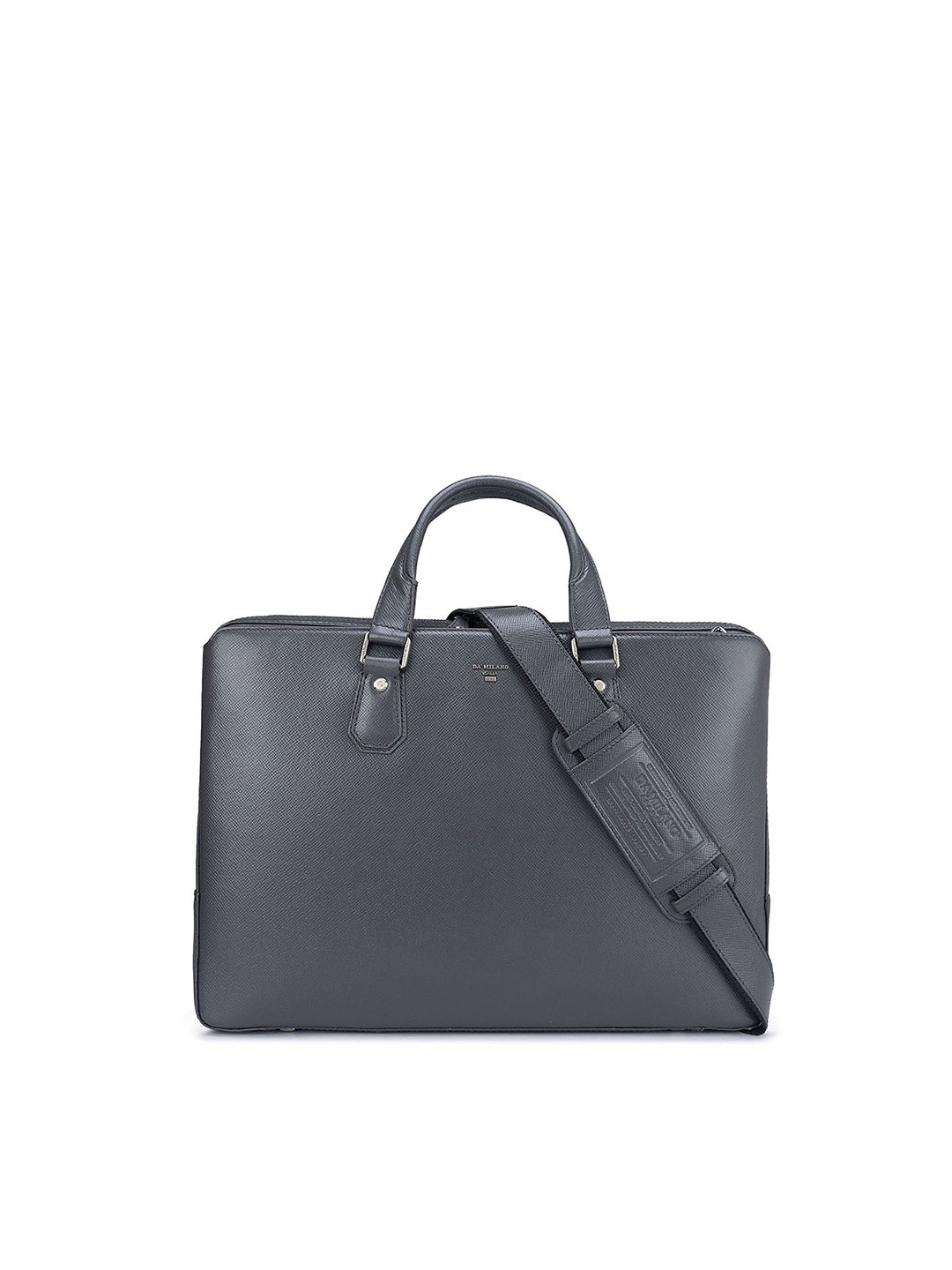 Da Milano Textured Leather Laptop Bag, Grey 
Da Milano Textured Leather Laptop Bag, Grey