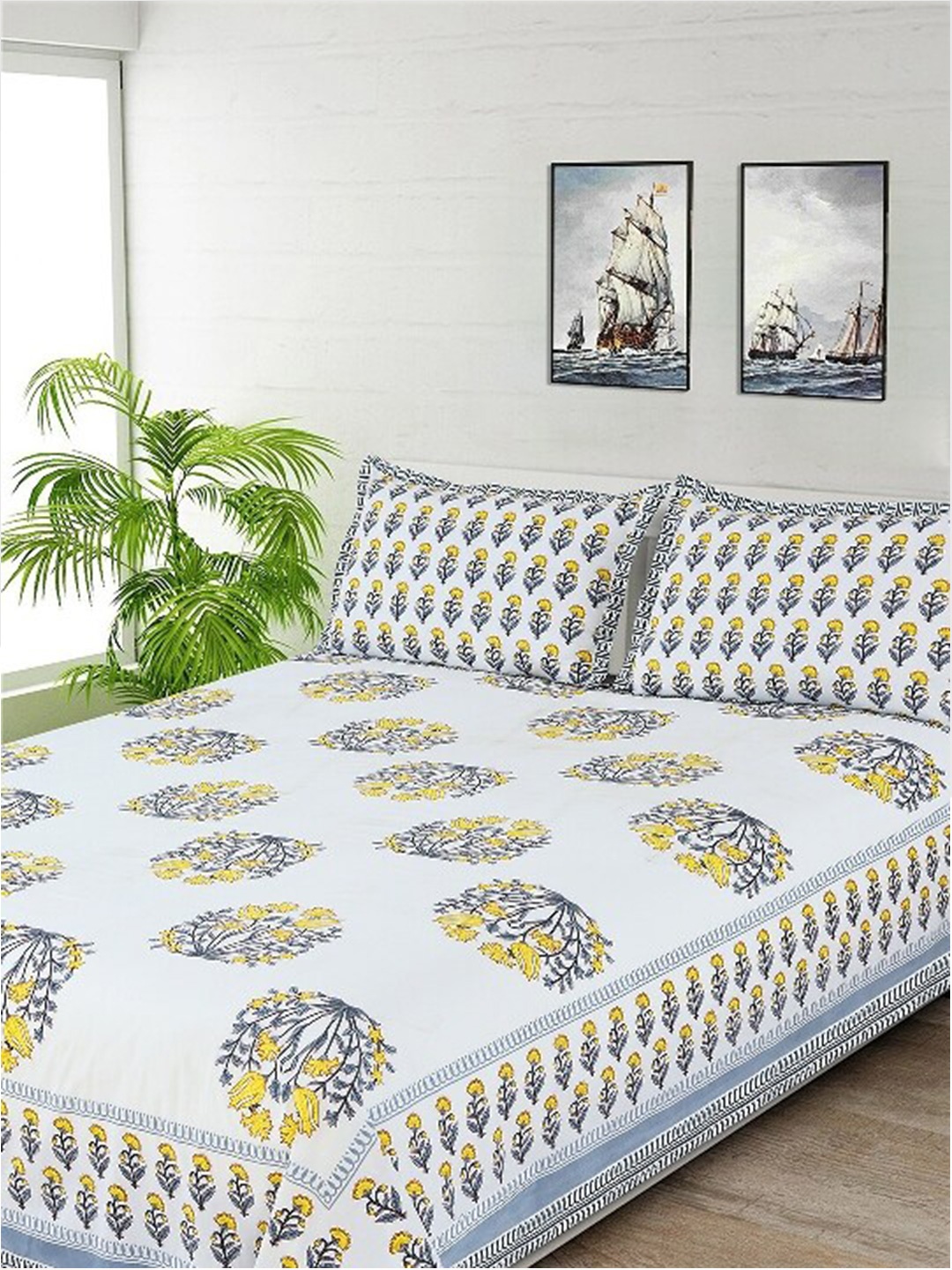 Salona Bichona Jaipur Gharana White 144 TC Flat Cotton Queen Bedsheet & 2 Pillow Covers
Salona Bichona Jaipur Gharana White 144 TC Flat Cotton Queen Bedsheet & 2 Pillow Covers