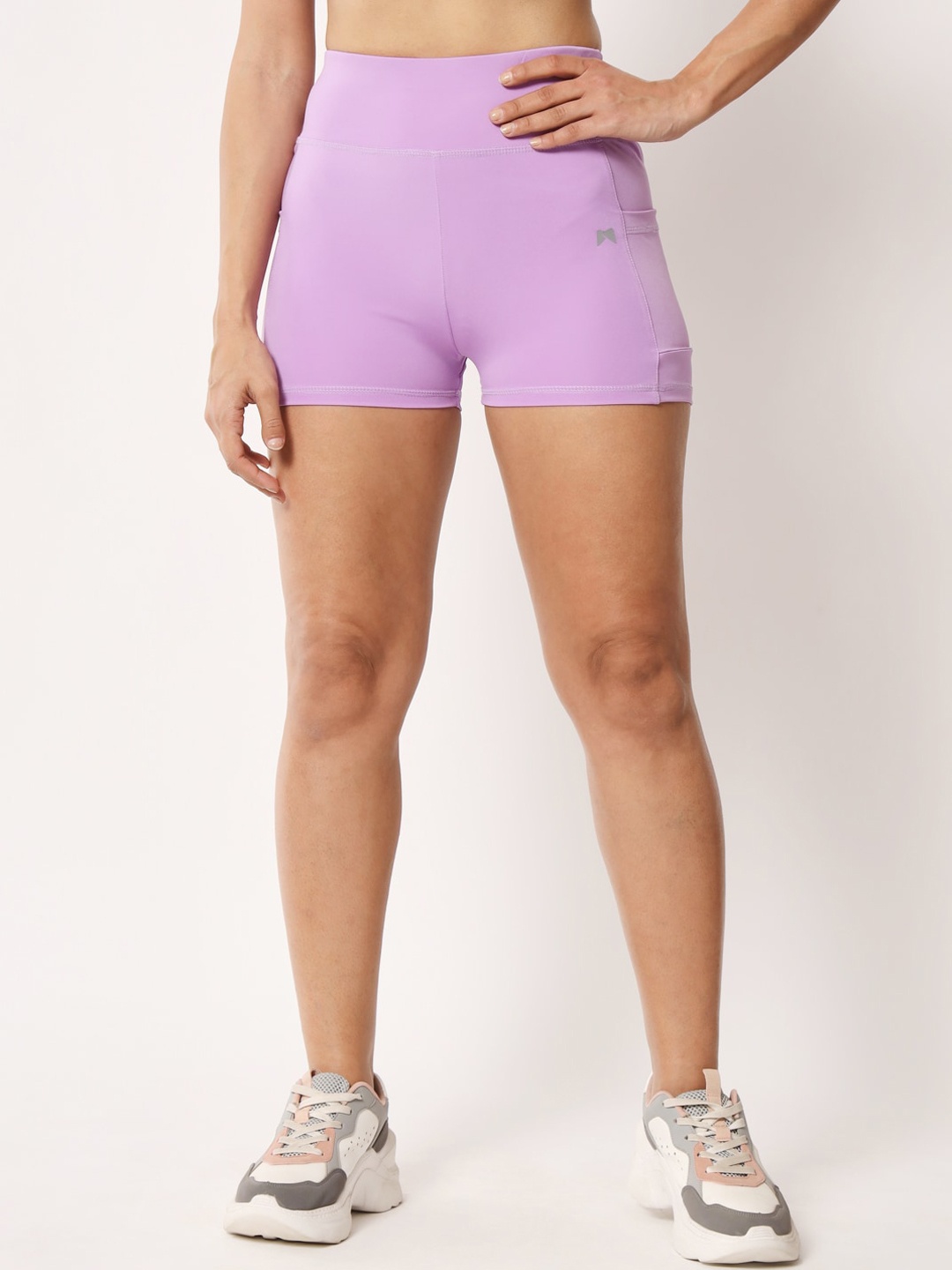 MUSCLE TORQUE Women High-Rise Cycling Sports Shorts, Purple