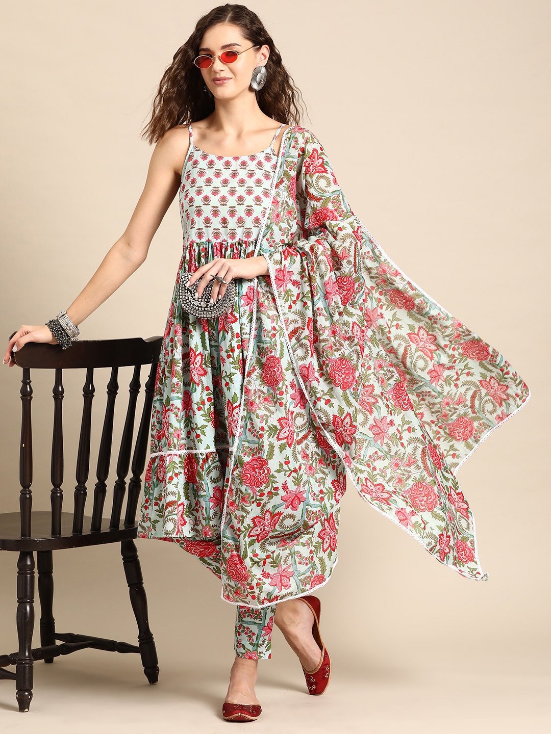 Sangria Women Ethnic Motifs Print Pure Cotton A-Line Kurta with Trousers & Dupatta, Blue
Sangria Women Ethnic Motifs Print Pure Cotton A-Line Kurta with Trousers & Dupatta, Blue