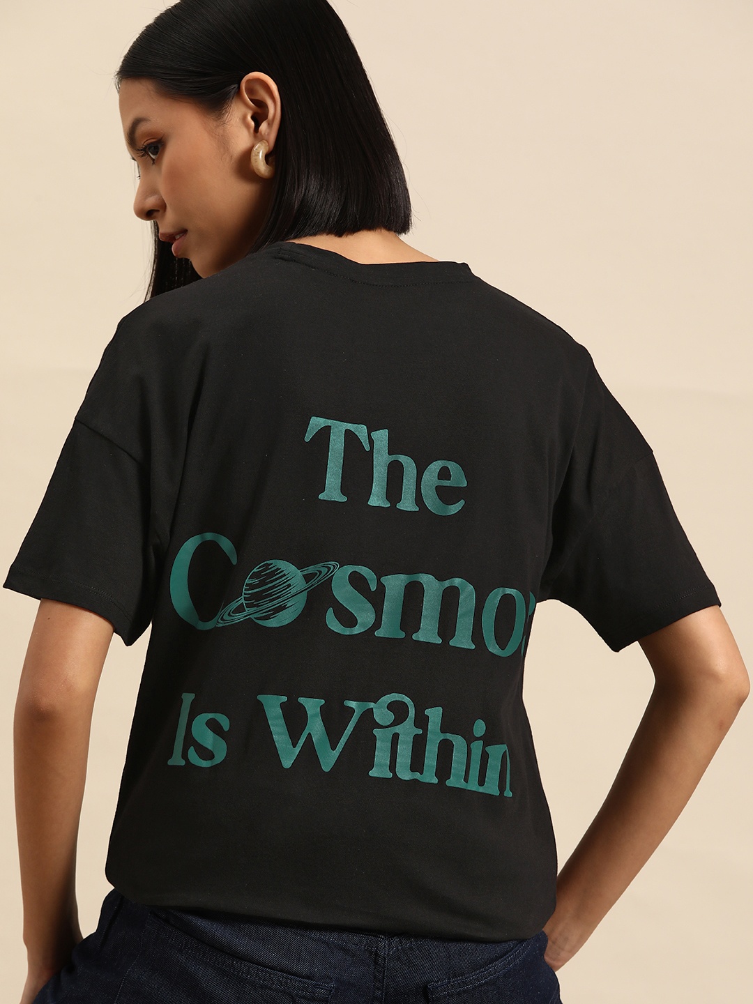 all about you Women Typography Printed Drop-Shoulder Sleeves Pure Cotton T-shirt, Black
all about you Women Typography Printed Drop-Shoulder Sleeves Pure Cotton T-shirt, Black