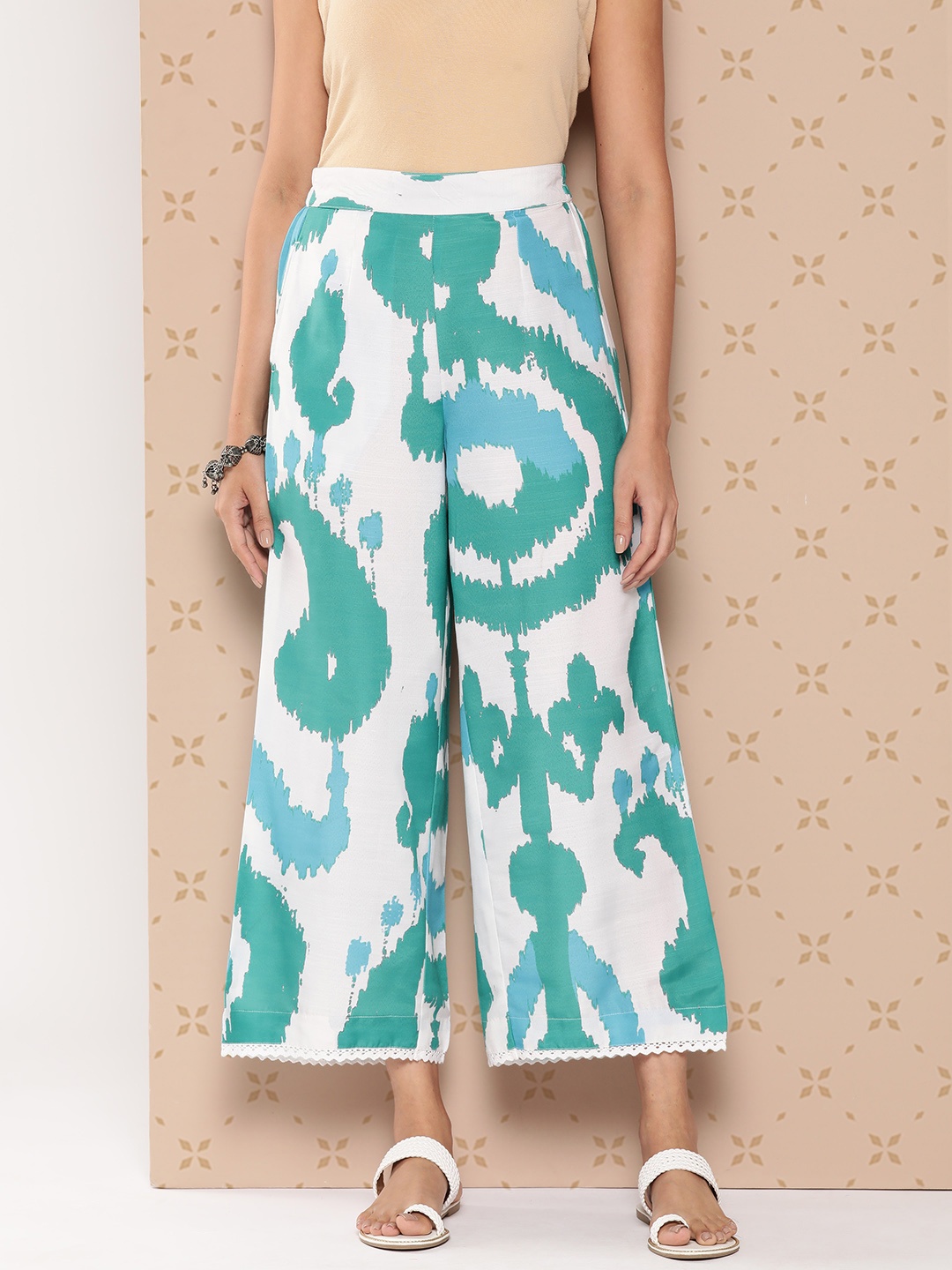 Sangria Women Ethnic Motifs Printed Trousers, White