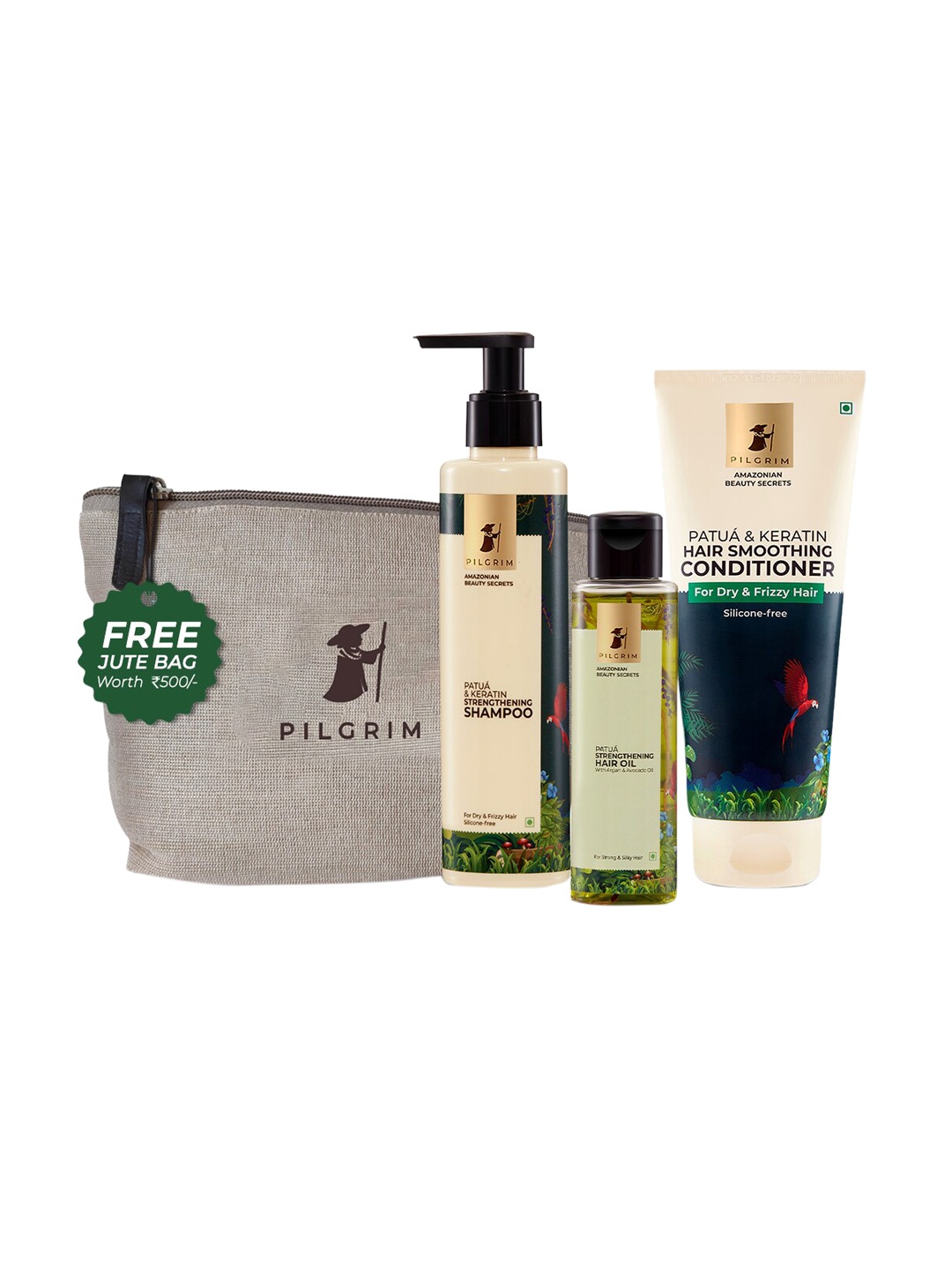 Pilgrim Amazonian Beauty Secrets Non-Frizzy Patu & Keratin Hair Essential Kit, Green
Pilgrim Amazonian Beauty Secrets Non-Frizzy Patu & Keratin Hair Essential Kit, Green