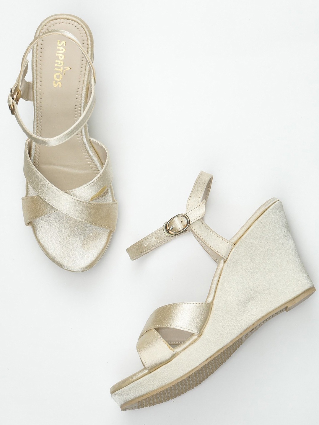 SAPATOS Open Toe Wedge Heels, Gold