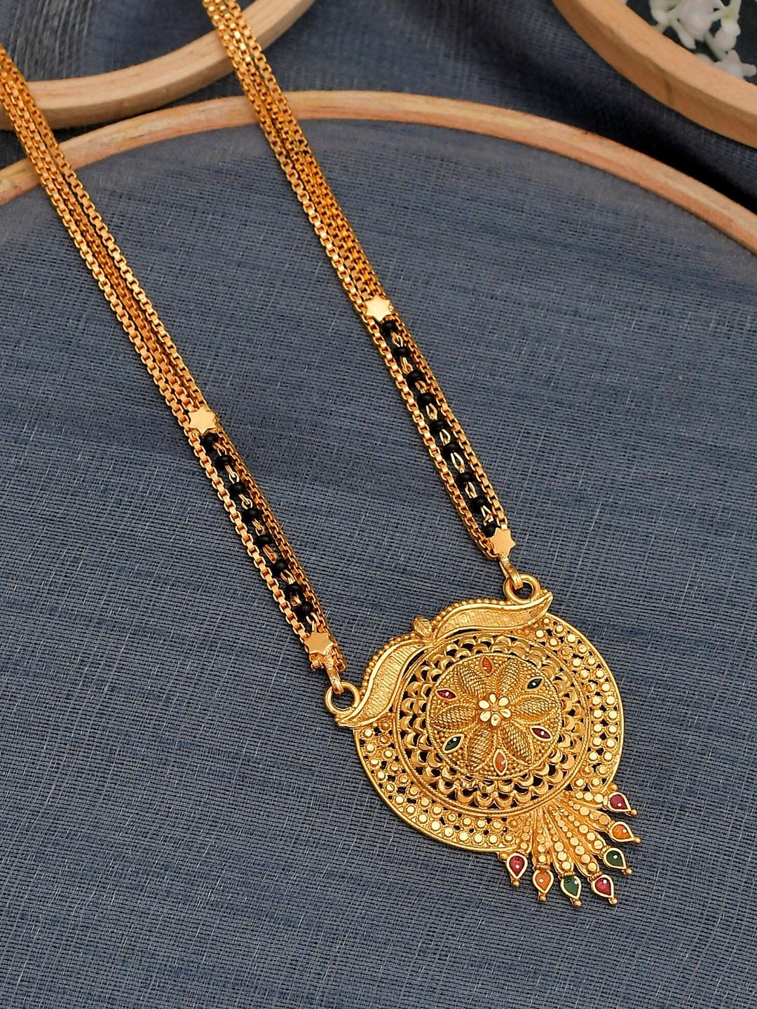 Silvermerc Designs Gold-Plated Stone Studded & Beaded Swarna Mangalsutra