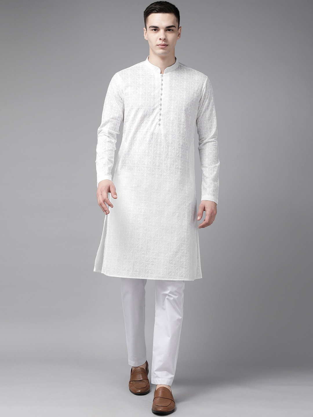 See Designs Mandarin Collar Chikankari Embroidered Pure Cotton Straight Kurta, White
See Designs Mandarin Collar Chikankari Embroidered Pure Cotton Straight Kurta, White