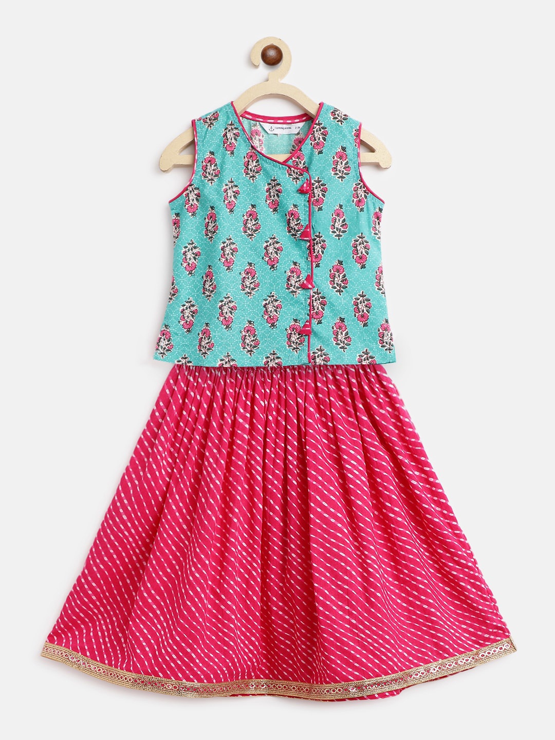 Campana Girls Ethnic Motifs Printed Cotton Ready to Wear Lehenga & Blouse, Turquoise blue
Campana Girls Ethnic Motifs Printed Cotton Ready to Wear Lehenga & Blouse, Turquoise blue