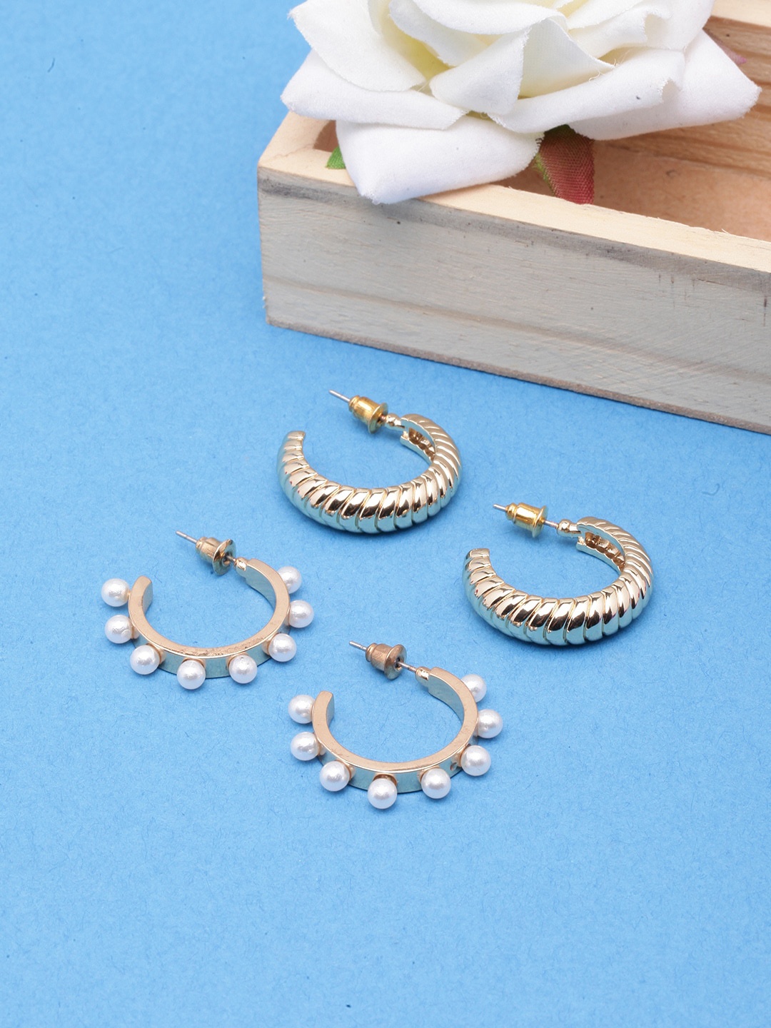 DIVA WALK Set Of 2 Gold-Plated Half Hoop Earrings