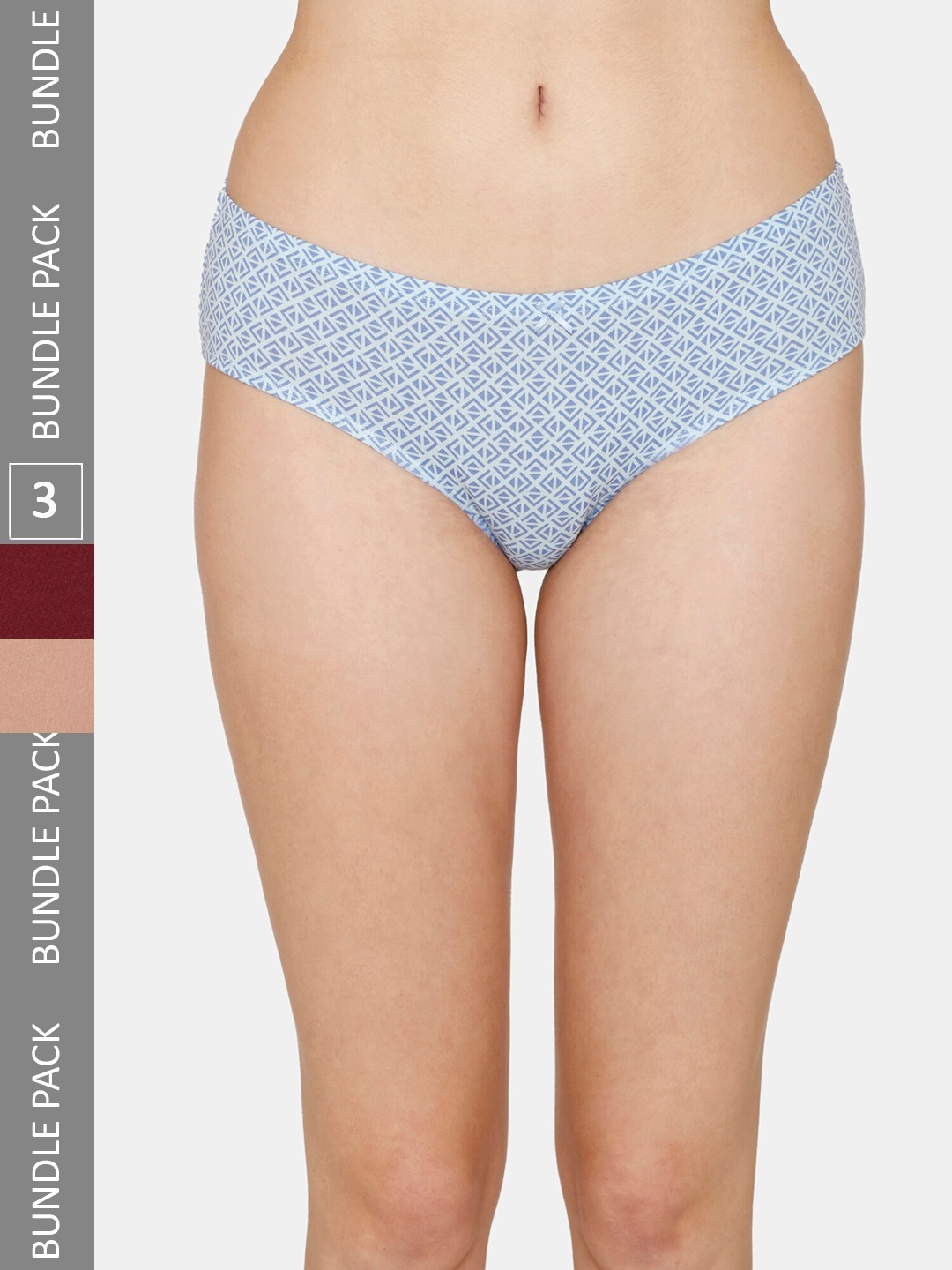 Zivame Women Pack Of 3 Assorted Low-Rise Cotton Bikini Briefs