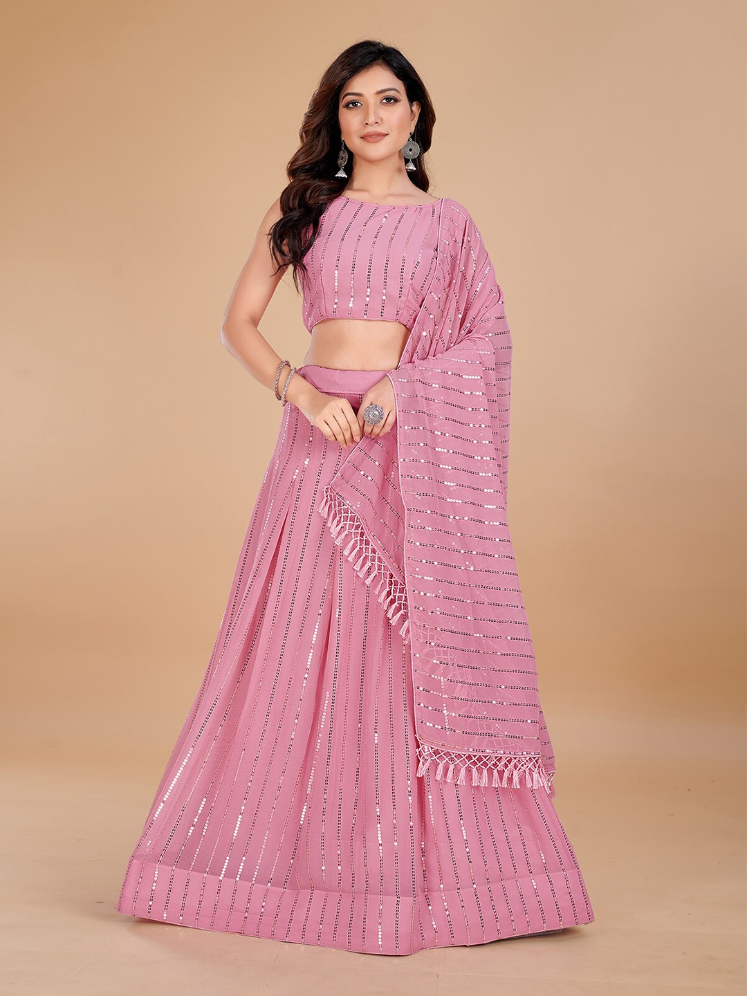 Mitera Embroidered Sequinned Semi-Stitched Lehenga & Unstitched Blouse With Dupatta, Pink
Mitera Embroidered Sequinned Semi-Stitched Lehenga & Unstitched Blouse With Dupatta, Pink