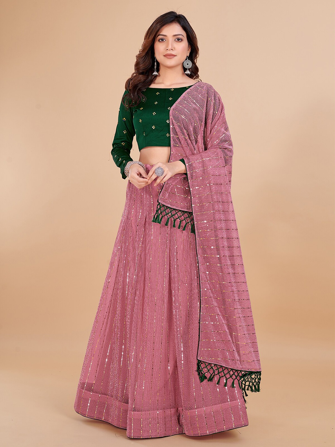 Mitera Embroidered Sequinned Semi-Stitched Lehenga & Unstitched Blouse With Dupatta, Pink
Mitera Embroidered Sequinned Semi-Stitched Lehenga & Unstitched Blouse With Dupatta, Pink