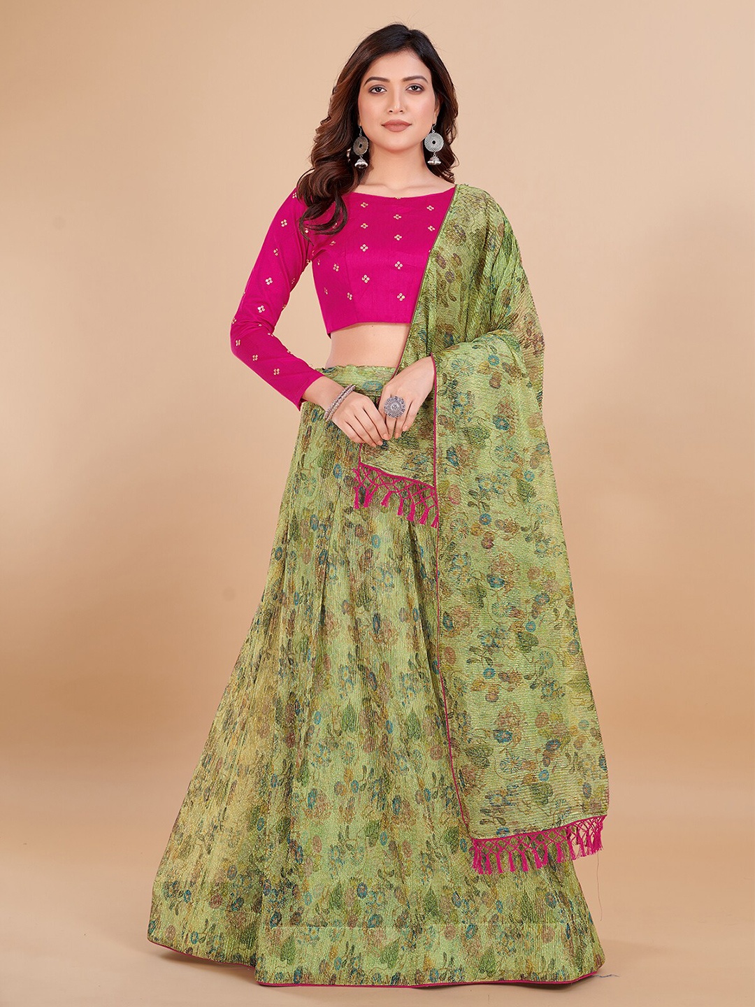 Mitera Embroidered Sequinned Semi-Stitched Lehenga & Unstitched Blouse With Dupatta, Green
Mitera Embroidered Sequinned Semi-Stitched Lehenga & Unstitched Blouse With Dupatta, Green