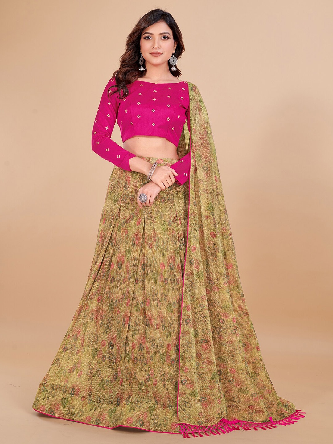 Mitera Embroidered & Printed Semi-Stitched Lehenga & Unstitched Blouse With Dupatta, Cream
Mitera Embroidered & Printed Semi-Stitched Lehenga & Unstitched Blouse With Dupatta, Cream