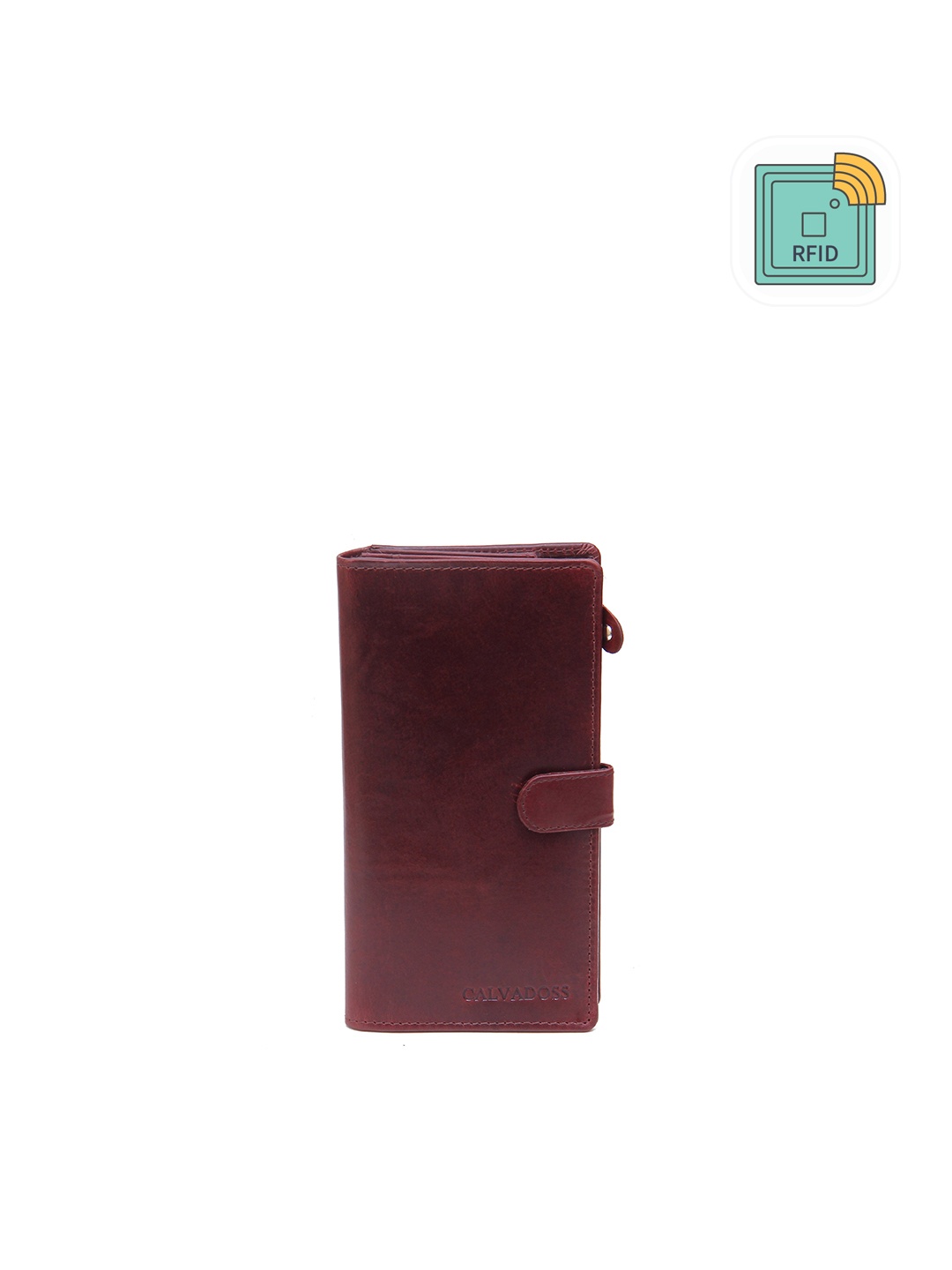 Calvadoss Women Leather Zip Around Wallet, Brown