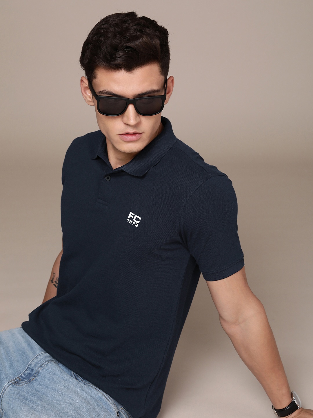 French Connection Polo Collar Knitted Pure Cotton T-shirt With Minimal Brand Logo Print, Navy blue
French Connection Polo Collar Knitted Pure Cotton T-shirt With Minimal Brand Logo Print, Navy blue