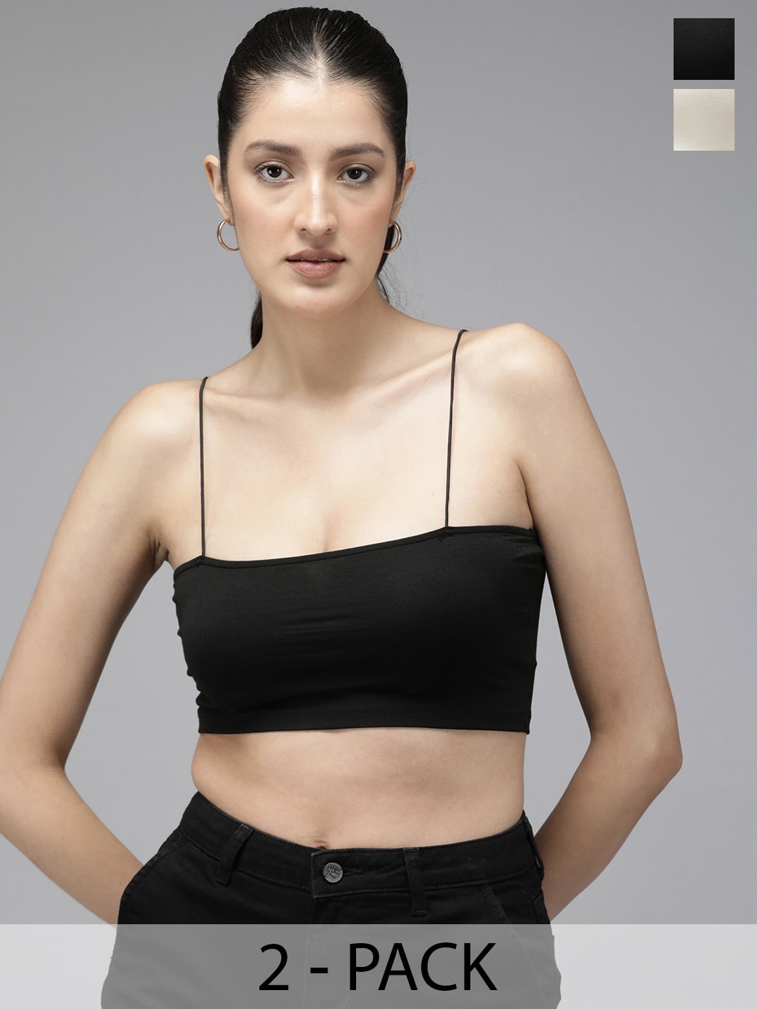 The Roadster Life Co. Pack of 2 Bralette Tops, Black