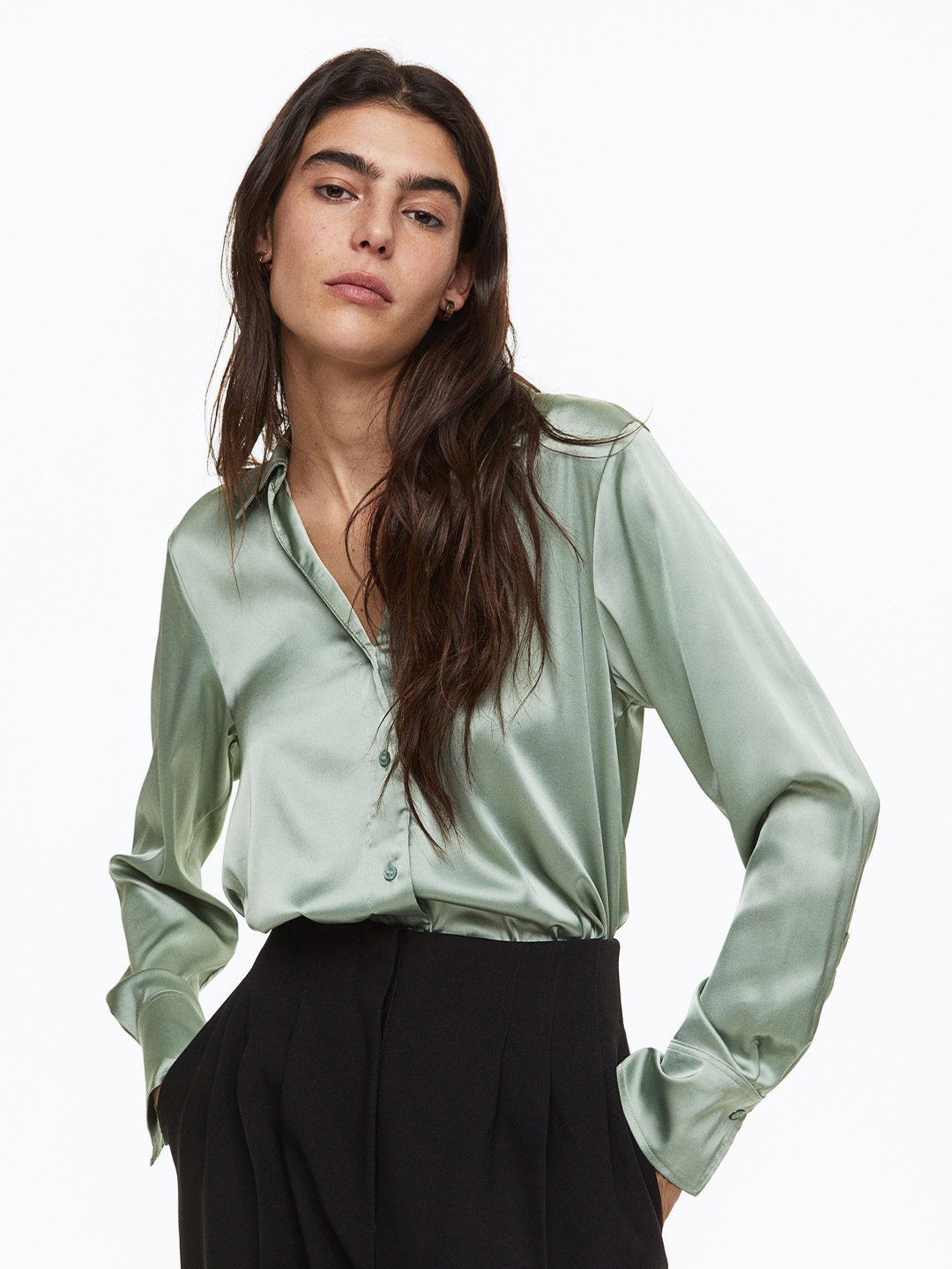 H&M V-Neck Blouse, Sea green