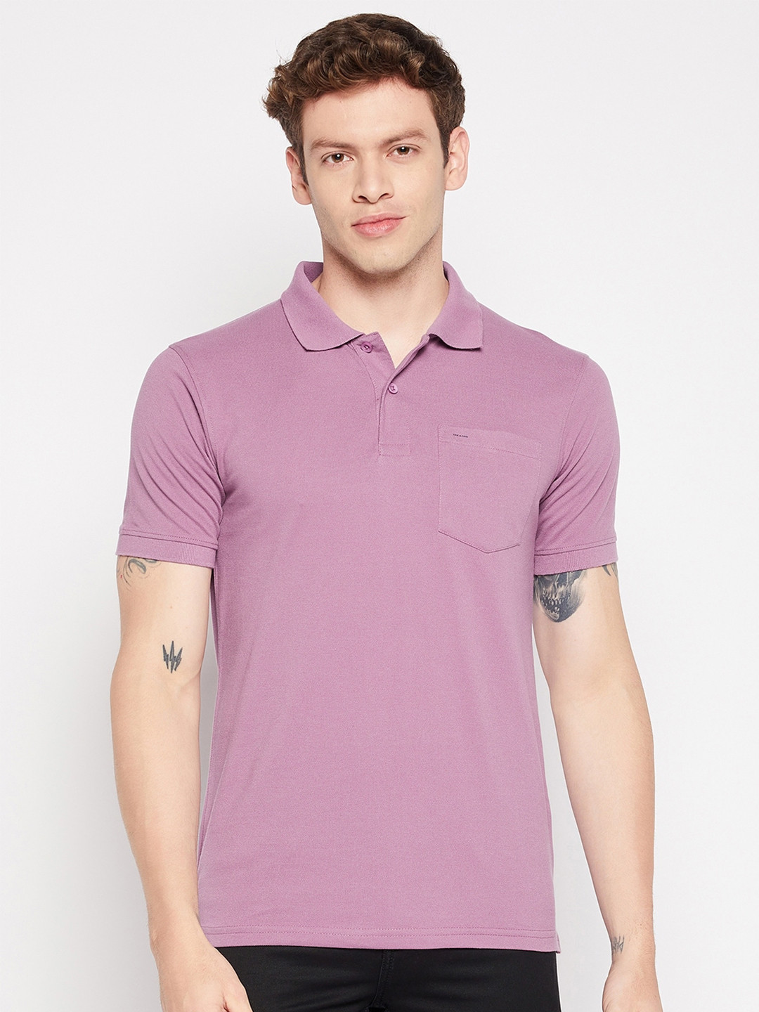 Okane Plus Size Polo Collar Cotton T-shirt, Pink 
Okane Plus Size Polo Collar Cotton T-shirt, Pink