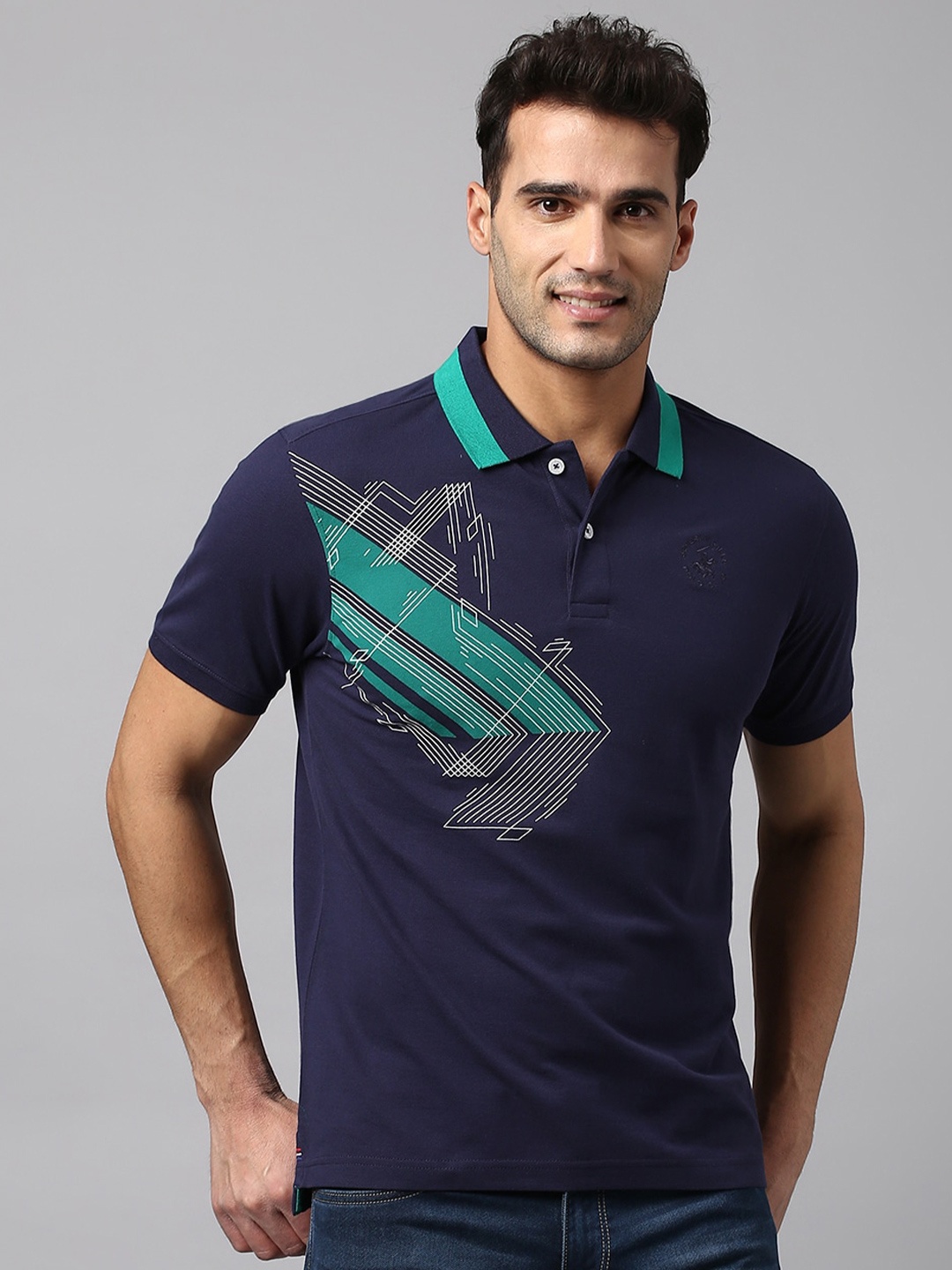 Beverly Hills Polo Club Men Graphic Printed Polo Collar Pure Cotton T-Shirt, Navy blue
Beverly Hills Polo Club Men Graphic Printed Polo Collar Pure Cotton T-Shirt, Navy blue