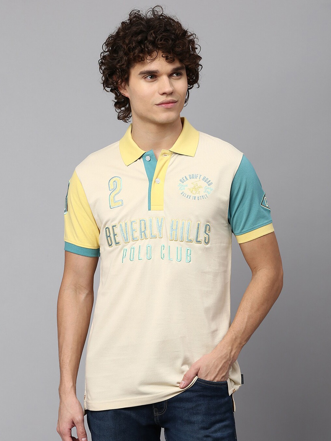 Beverly Hills Polo Club Typography Embroidered Polo Collar Pure Cotton T-shirt, Beige
Beverly Hills Polo Club Typography Embroidered Polo Collar Pure Cotton T-shirt, Beige