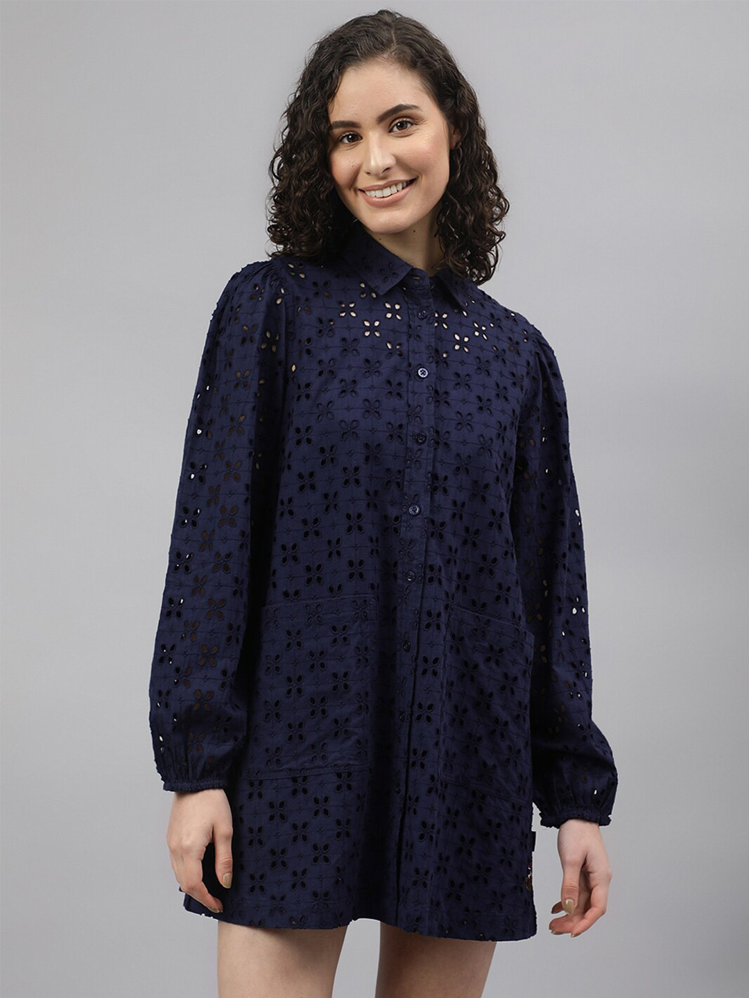 Beverly Hills Polo Club Floral Pure Cotton Schiffli Mini Shirt Dress, Navy blue
Beverly Hills Polo Club Floral Pure Cotton Schiffli Mini Shirt Dress, Navy blue