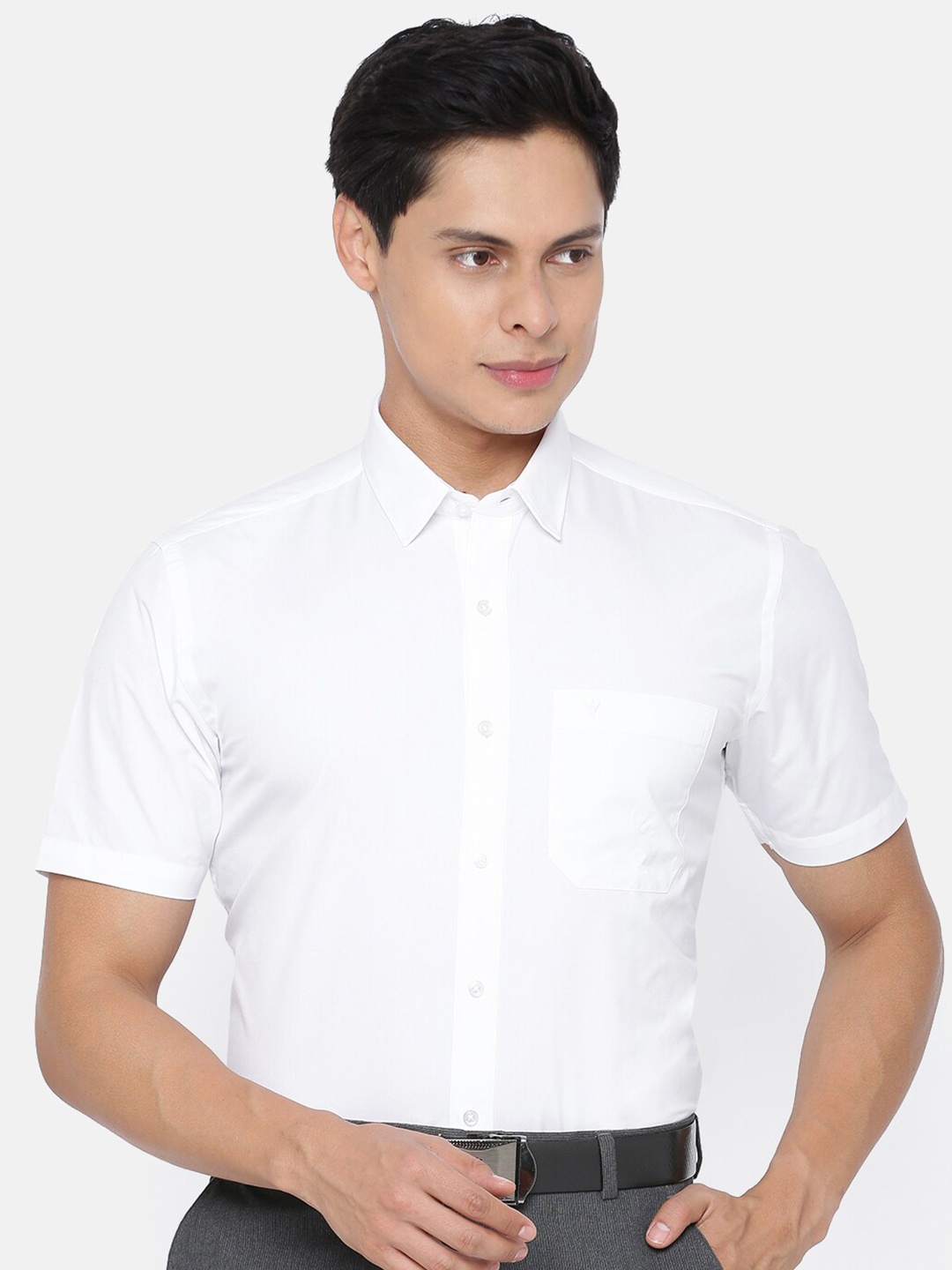 Ramraj Half Sleeve Cotton Formal Shirt, White