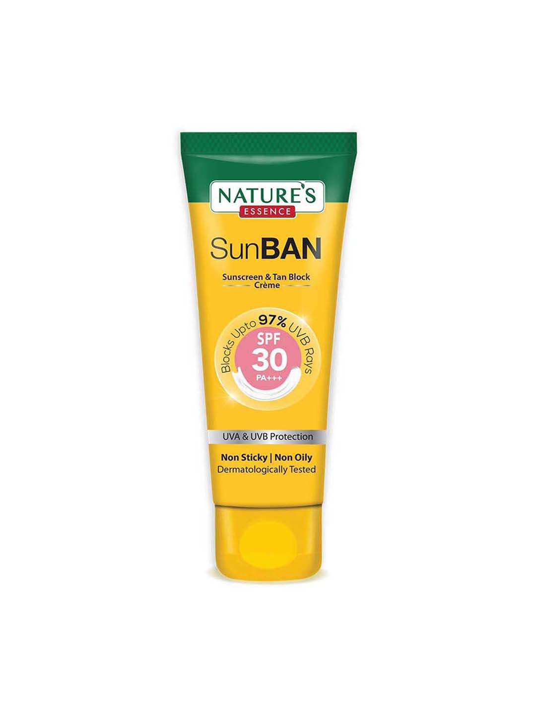 Natures Essence SunBan SPF30 PA+++ Sunscreen & Tan Block Creme with Aloe Vera - 120ml, Yellow
Natures Essence SunBan SPF30 PA+++ Sunscreen & Tan Block Creme with Aloe Vera - 120ml, Yellow