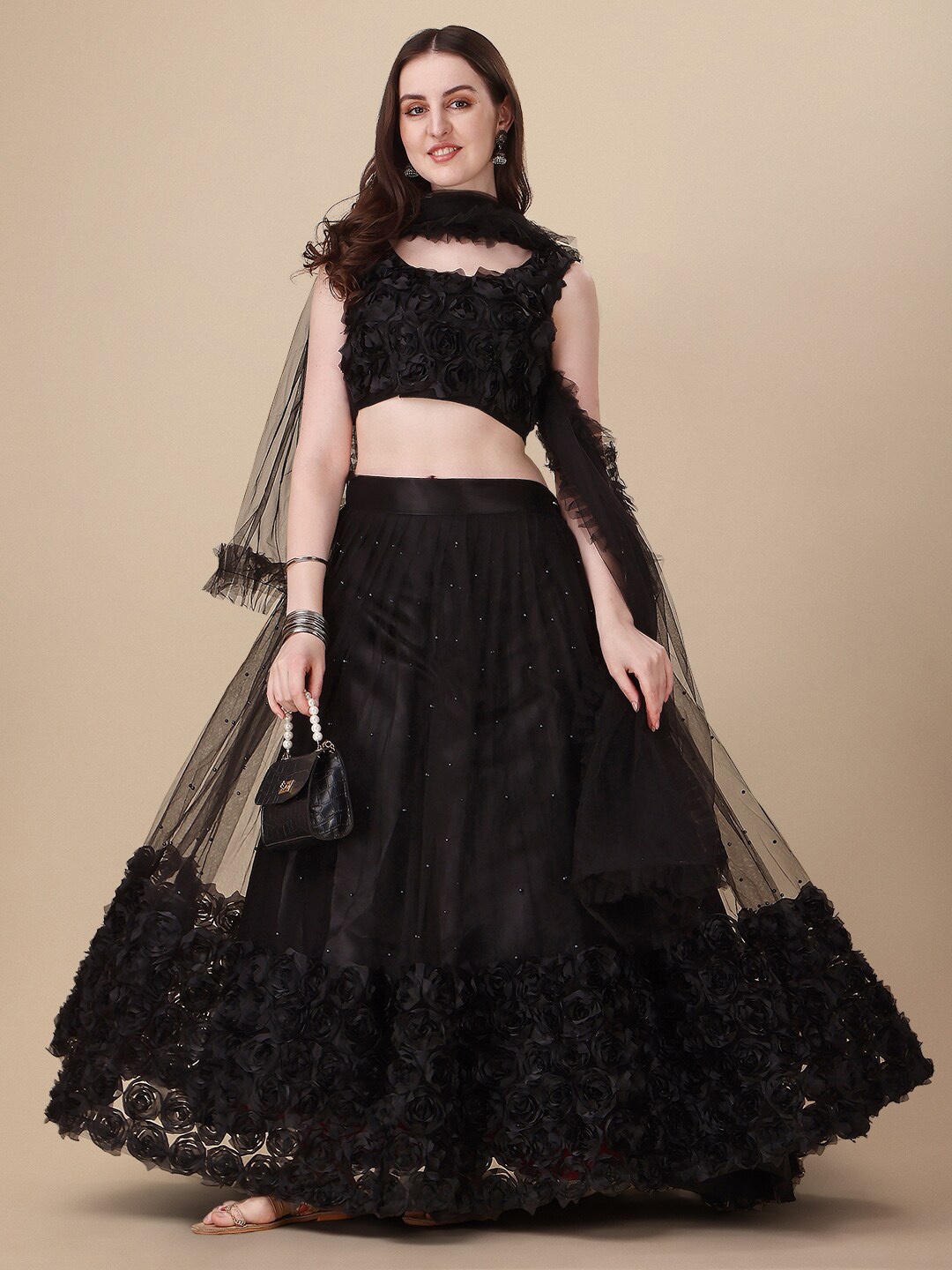 PMD Fashion Beads and Stones Semi-Stitched Lehenga & Unstitched Blouse With Dupatta, Black
PMD Fashion Beads and Stones Semi-Stitched Lehenga & Unstitched Blouse With Dupatta, Black