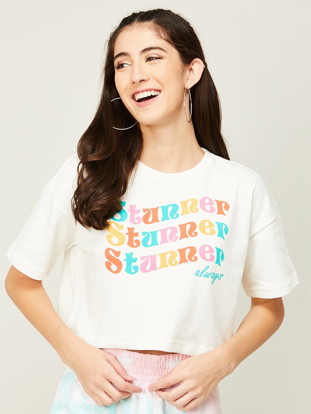 Ginger by Lifestyle Typography Printed Drop Shoulder Sleeves Cotton Boxy CropTop, Off white
Ginger by Lifestyle Typography Printed Drop Shoulder Sleeves Cotton Boxy CropTop, Off white
