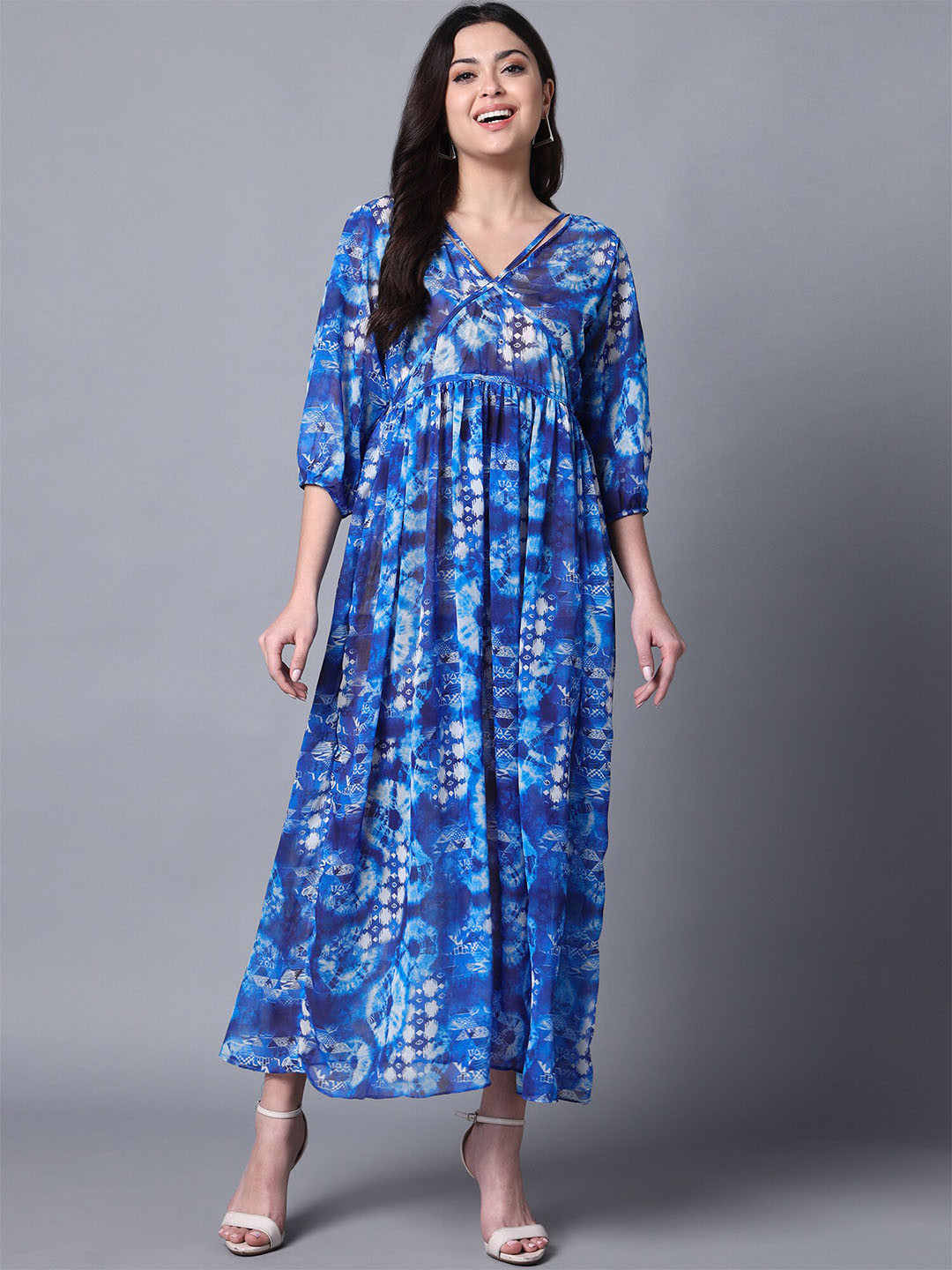 Rajoria Instyle Tie and Dye Printed Georgette V-Neck Fit & Flare Maxi Ethnic Dress, Blue
Rajoria Instyle Tie and Dye Printed Georgette V-Neck Fit & Flare Maxi Ethnic Dress, Blue