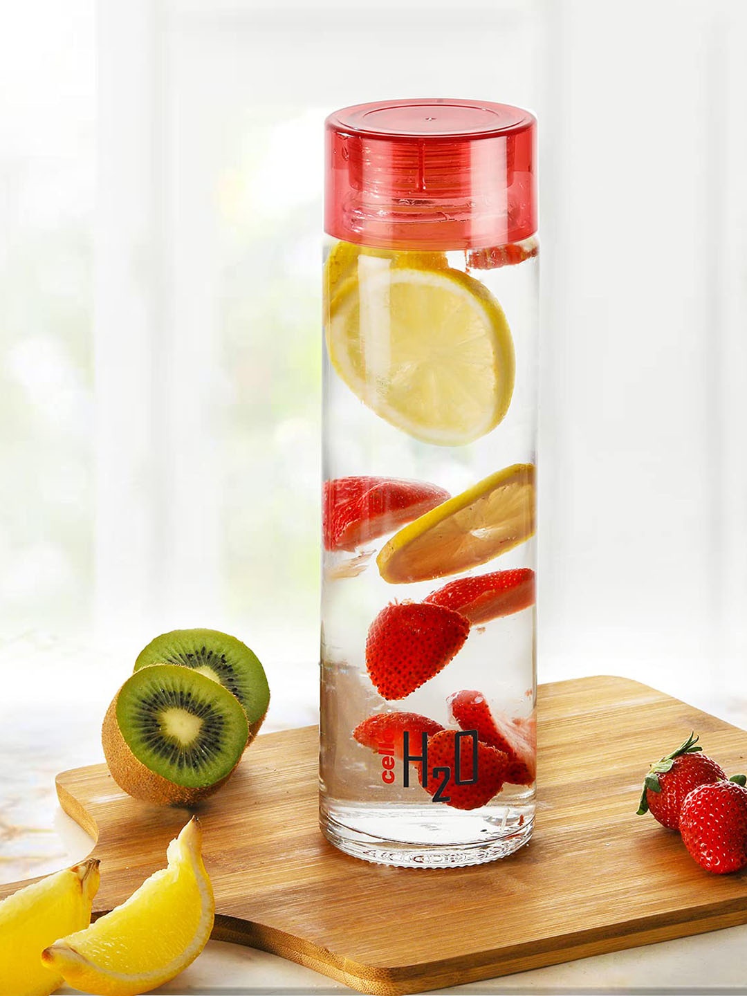 Cello H2O Red 6 Pieces Single Wall Vacuum Glass Water Bottles With Plastic Cap-1L Each
Cello H2O Red 6 Pieces Single Wall Vacuum Glass Water Bottles With Plastic Cap-1L Each