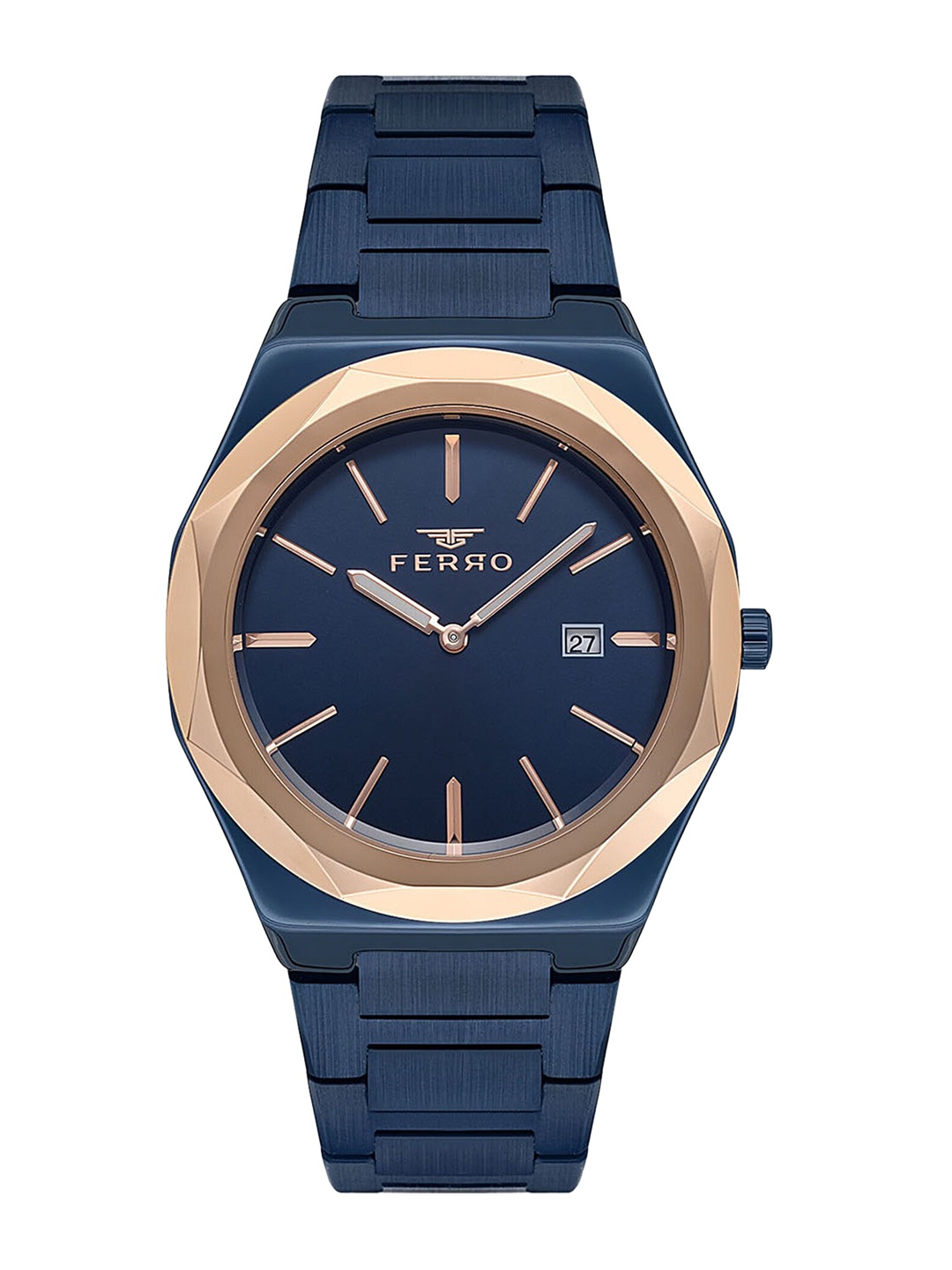 Ferro Men Brass Stainless Steel Bracelet Style Straps Analogue Watch F40092A-T, Navy blue
Ferro Men Brass Stainless Steel Bracelet Style Straps Analogue Watch F40092A-T, Navy blue