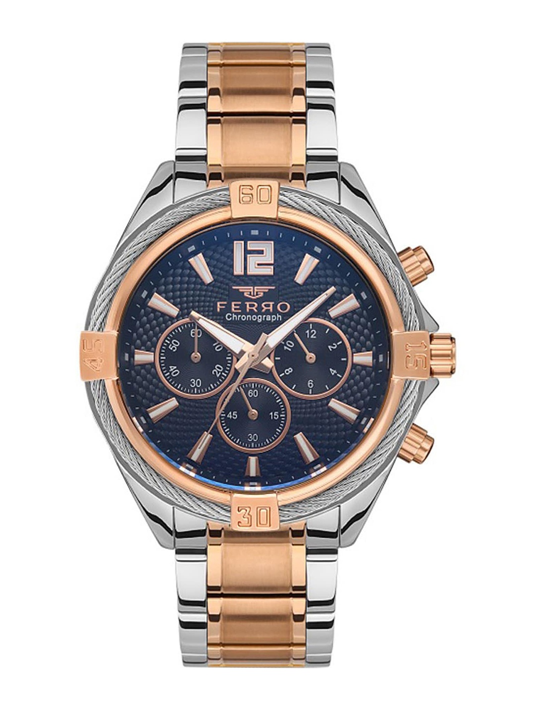 Ferro Men Brass Embellished Stainless Steel Bracelet Style Straps Analogue Watch FM11248A, Navy blue
Ferro Men Brass Embellished Stainless Steel Bracelet Style Straps Analogue Watch FM11248A, Navy blue