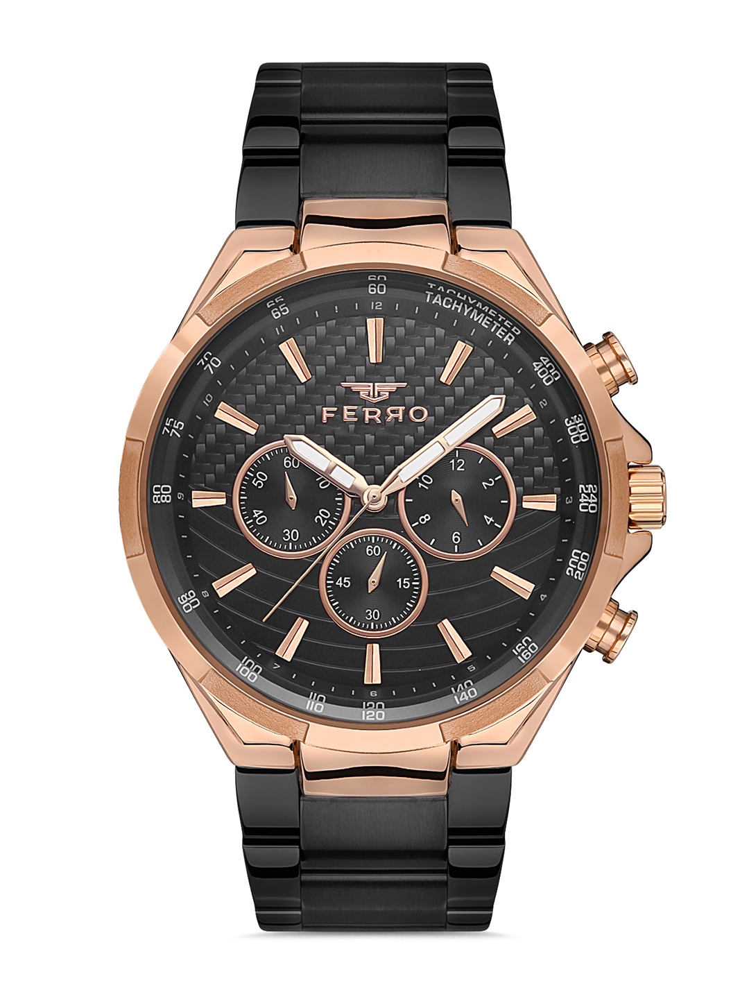 Ferro Men Stainless Steel Bracelet Style Straps Multi Function Analogue Watch FM11276A-R, Black
Ferro Men Stainless Steel Bracelet Style Straps Multi Function Analogue Watch FM11276A-R, Black