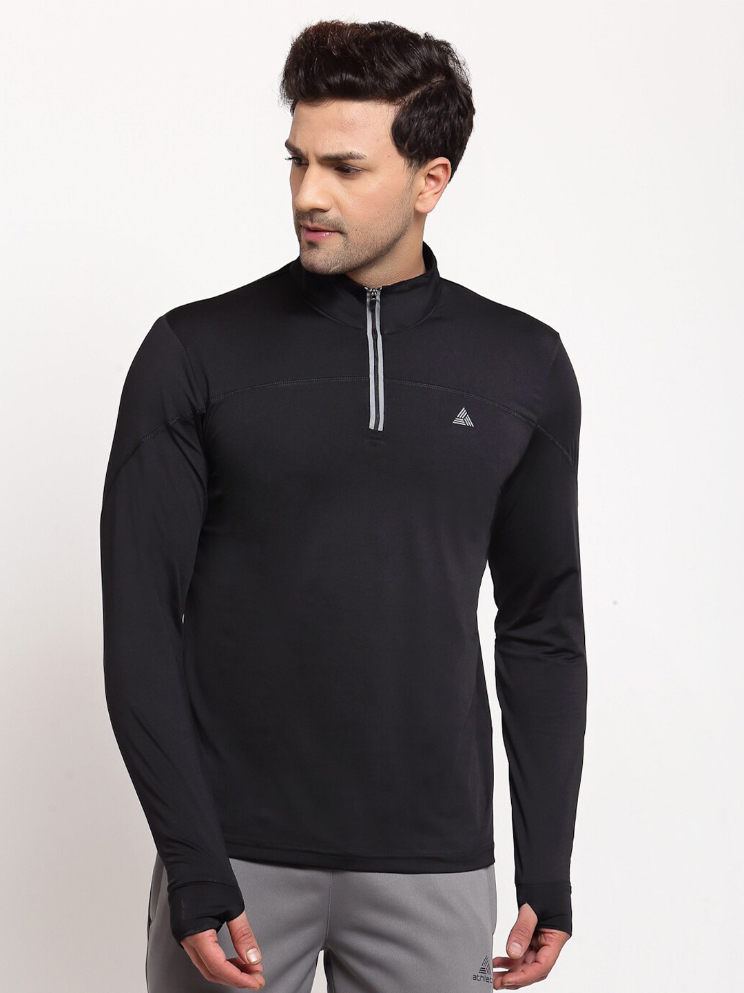 ATHLISIS High Neck Long Sleeve Dri-FIT Slim Fit T-shirt, Black