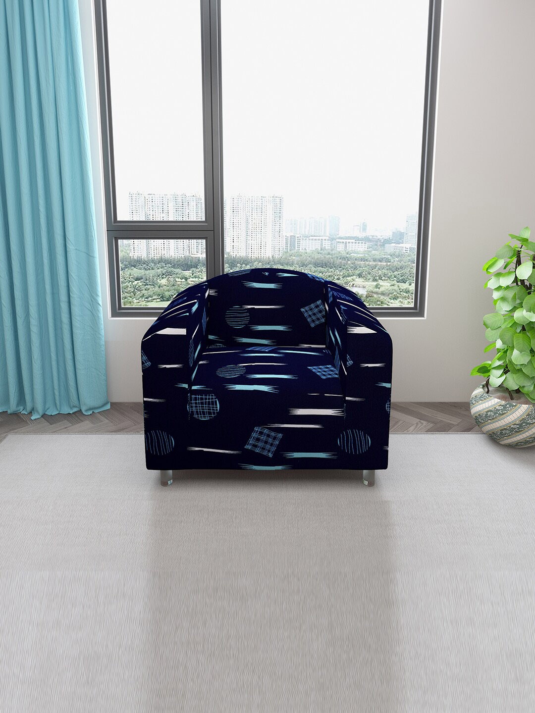 DREAM CARE Navy Blue Printed Stretchable 1-Seater Sofa Cover With Anti Slip Foam Sticks
DREAM CARE Navy Blue Printed Stretchable 1-Seater Sofa Cover With Anti Slip Foam Sticks