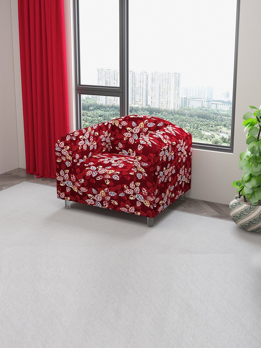 DREAM CARE Maroon Floral Printed Stretchable 1-Seater Sofa Cover With Anti Slip Foam Sticks
DREAM CARE Maroon Floral Printed Stretchable 1-Seater Sofa Cover With Anti Slip Foam Sticks