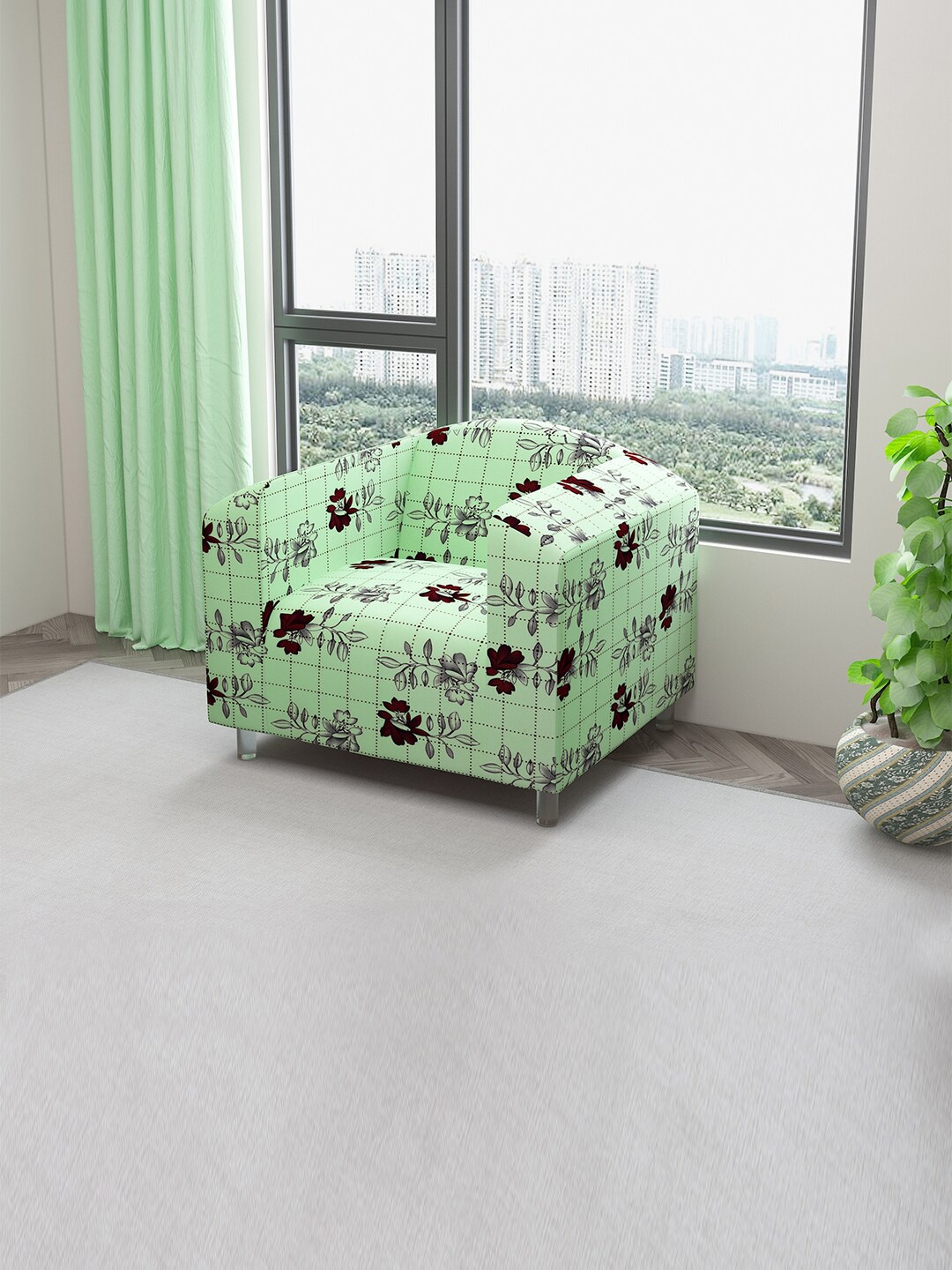DREAM CARE Green & Black Printed Stretchable 1-Seater Sofa Cover With Anti Slip Foam Sticks
DREAM CARE Green & Black Printed Stretchable 1-Seater Sofa Cover With Anti Slip Foam Sticks