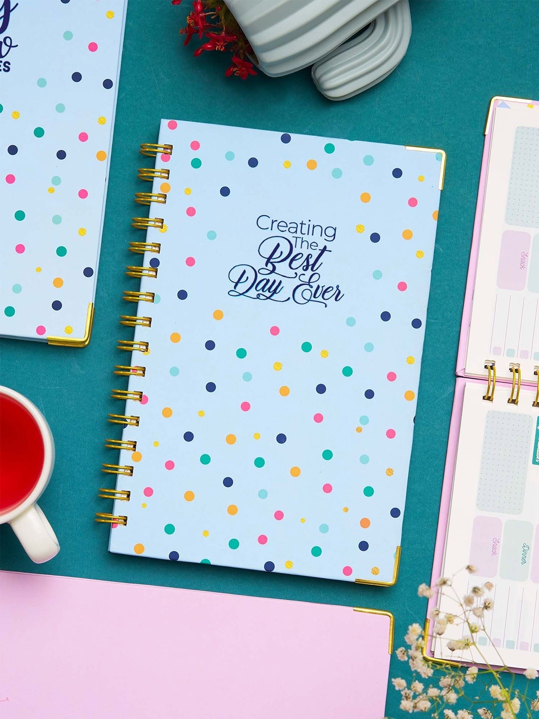 Doodle Typography Printed A5- Planner Notebook, Blue