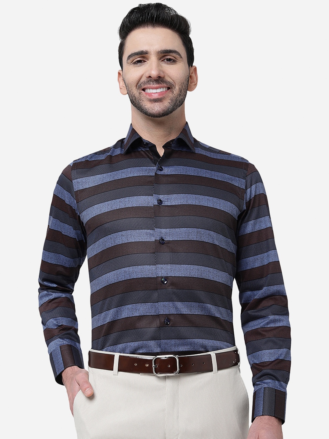 JB STUDIO Spread Collar Slim Fit Horizontal Striped Printed Cotton Party Shirt, Black
JB STUDIO Spread Collar Slim Fit Horizontal Striped Printed Cotton Party Shirt, Black