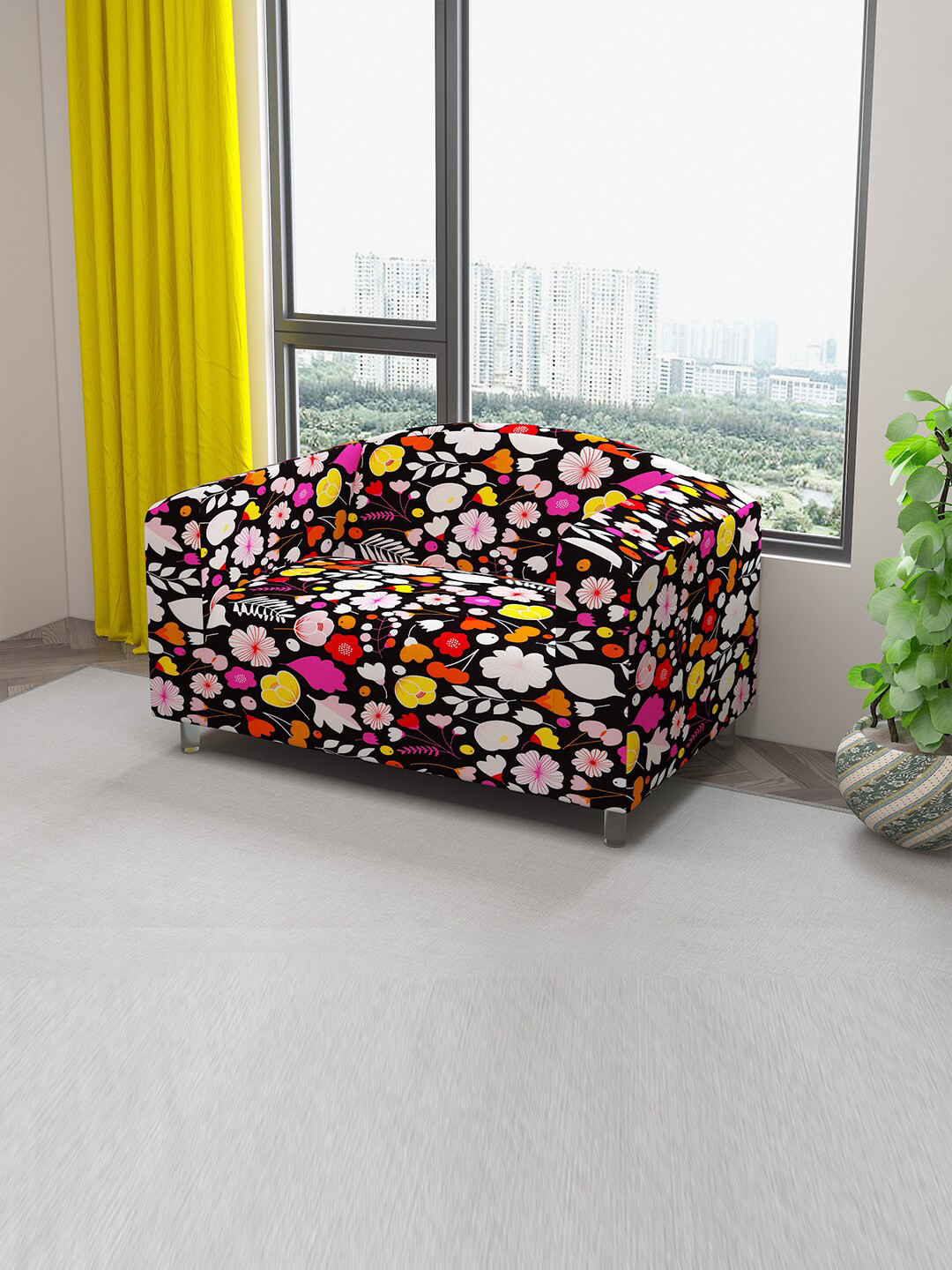 DREAM CARE Black & Pink Floral Printed Stretchable 2-Seater Sofa Cover With Anti Slip Foam Sticks
DREAM CARE Black & Pink Floral Printed Stretchable 2-Seater Sofa Cover With Anti Slip Foam Sticks