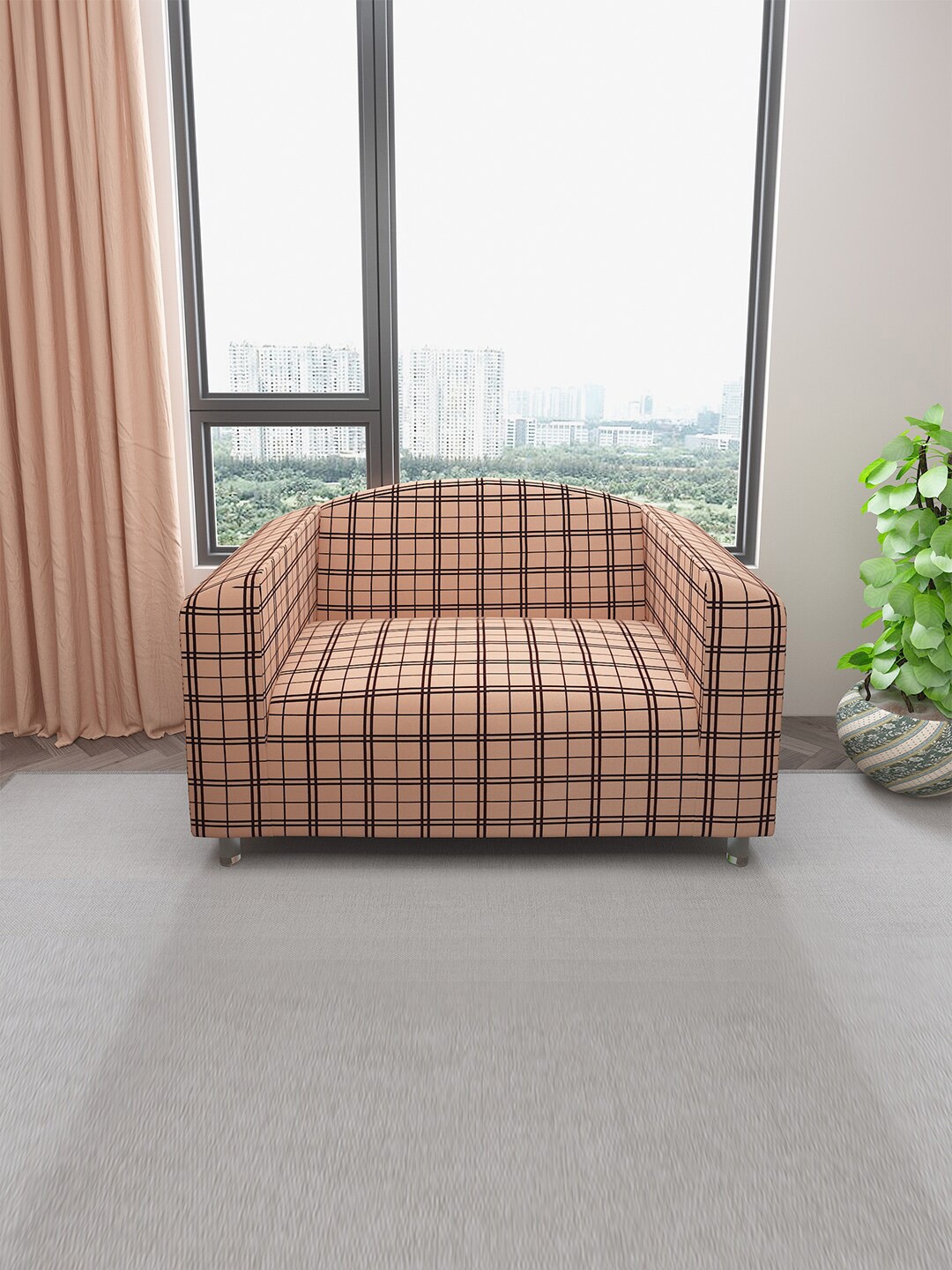 DREAM CARE Beige & Brown Checked Printed Stretchable 2-Seater Sofa Cover With Anti Slip Foam Sticks
DREAM CARE Beige & Brown Checked Printed Stretchable 2-Seater Sofa Cover With Anti Slip Foam Sticks