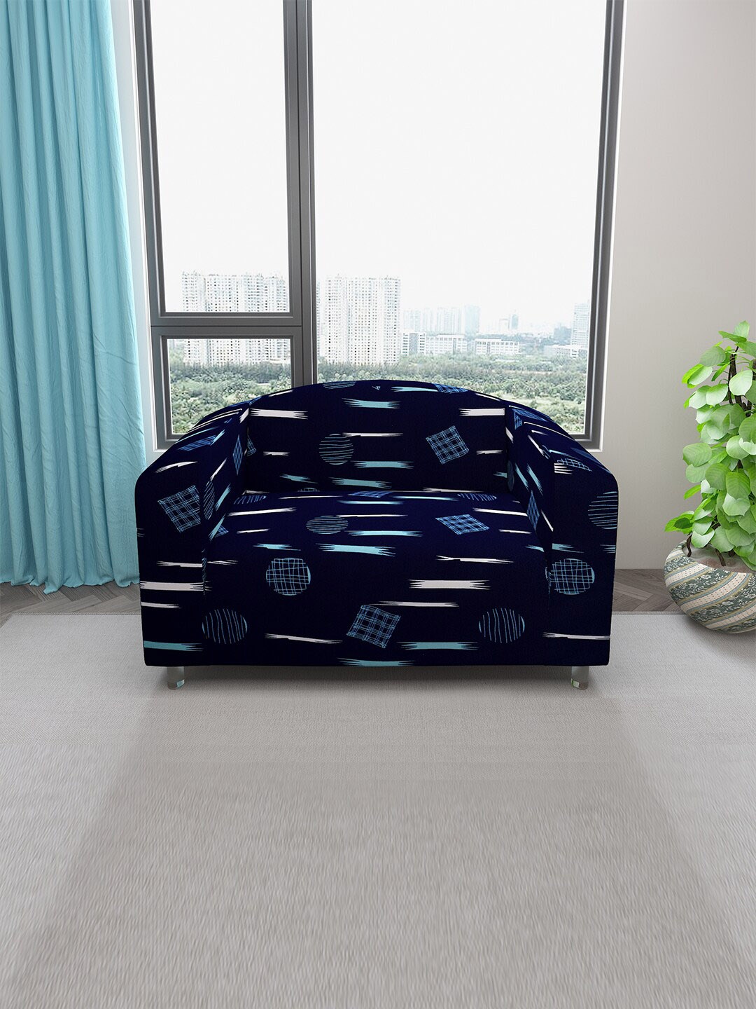 DREAM CARE Navy Blue Printed Stretchable 2-Seater Sofa Cover With Anti Slip Foam Sticks
DREAM CARE Navy Blue Printed Stretchable 2-Seater Sofa Cover With Anti Slip Foam Sticks