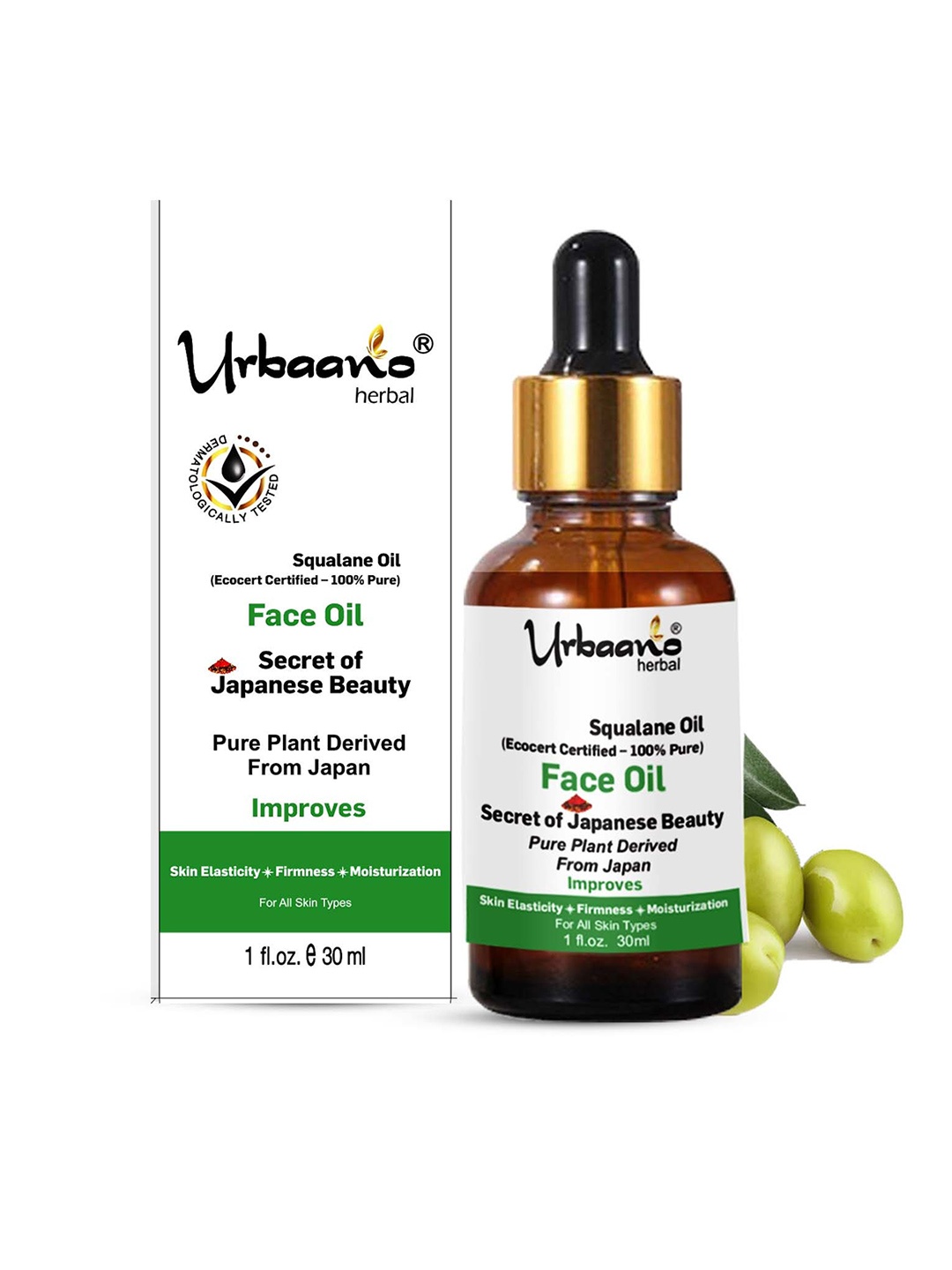 Urbaano Herbal Secret Of Japanese Beauty 100% Pure & Natural Olive Squalane Oil - 30ml, Transparent
Urbaano Herbal Secret Of Japanese Beauty 100% Pure & Natural Olive Squalane Oil - 30ml, Transparent
