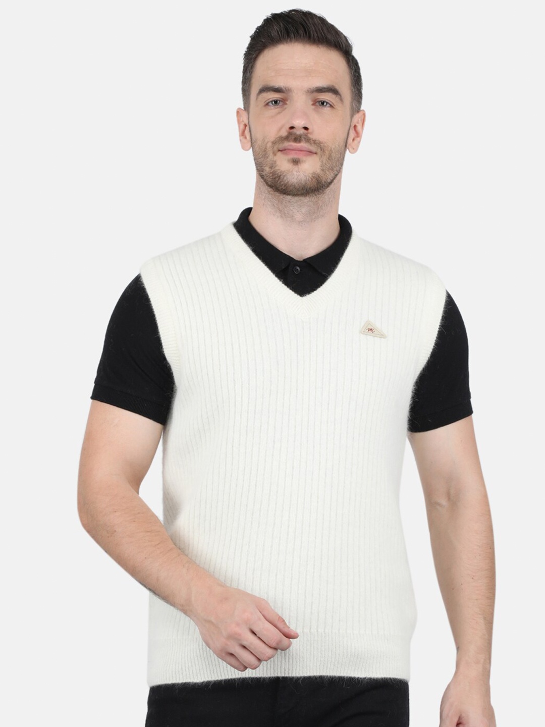 Monte Carlo V-Neck Wool Sweater Vest, White