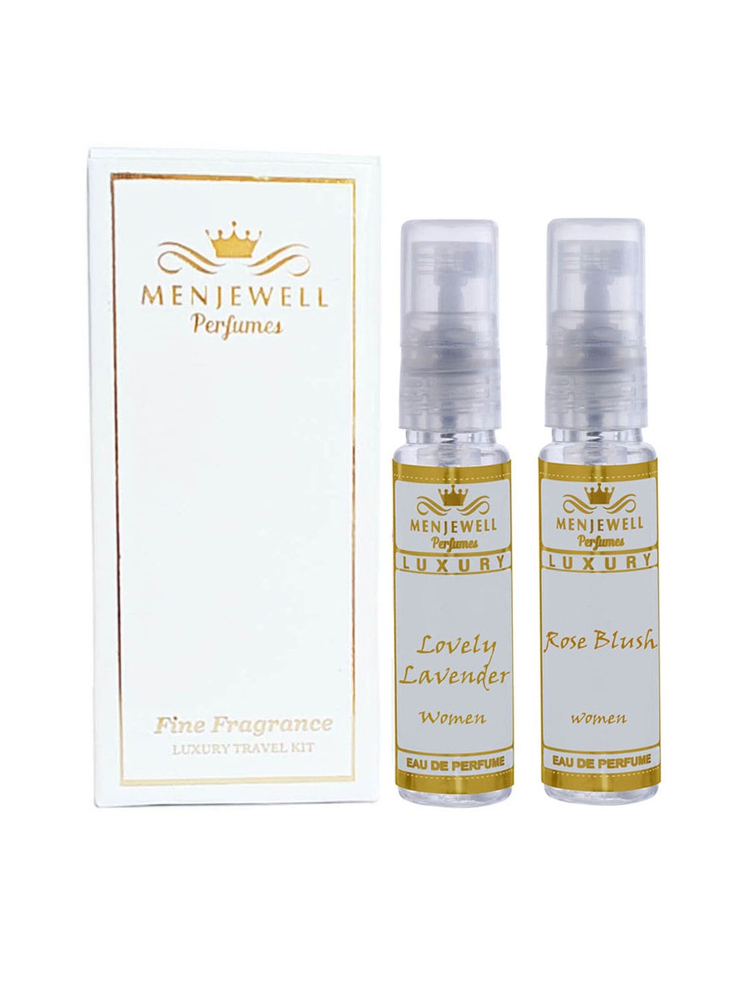 Menjewell Luxury Set of Rose Blush & Lovely Lavender Eau De Parfum - 10 ml each, White
Menjewell Luxury Set of Rose Blush & Lovely Lavender Eau De Parfum - 10 ml each, White