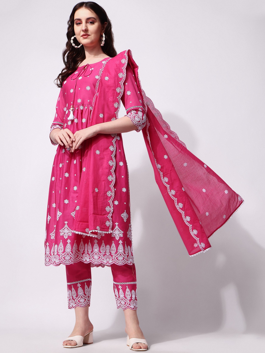 Berrylicious Embroidered Pleated Thread Work Pure Cotton Kurta with Trousers & Dupatta, Fuchsia
Berrylicious Embroidered Pleated Thread Work Pure Cotton Kurta with Trousers & Dupatta, Fuchsia