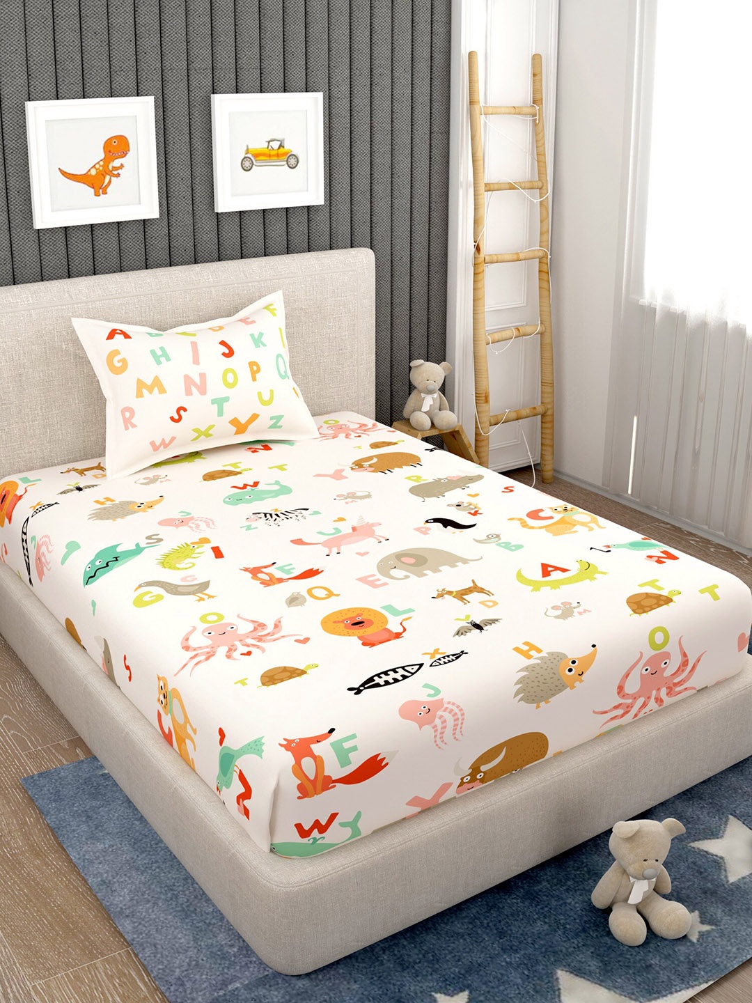 EverHOME Off White & Pink Conversational 160 TC Flat Cotton Single Bedsheet & Pillow Cover
EverHOME Off White & Pink Conversational 160 TC Flat Cotton Single Bedsheet & Pillow Cover