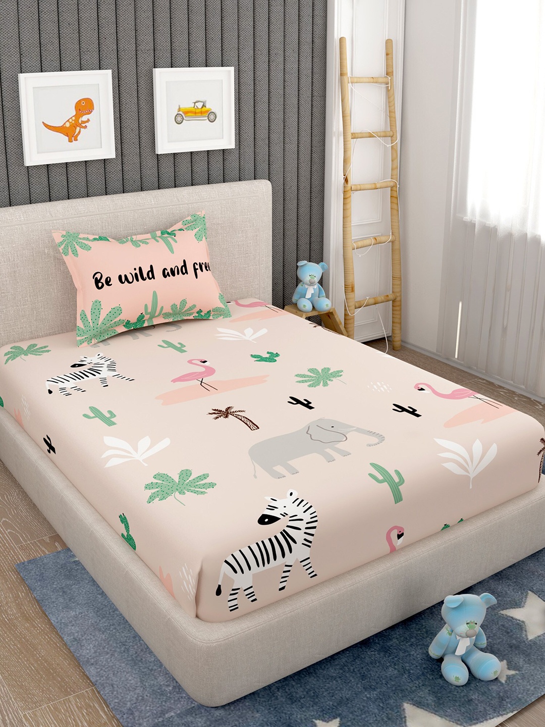 EverHOME Pink & Green Conversational 160 TC Cotton Flat Single Bedsheet & 1 Pillow Cover, Peach
EverHOME Pink & Green Conversational 160 TC Cotton Flat Single Bedsheet & 1 Pillow Cover, Peach