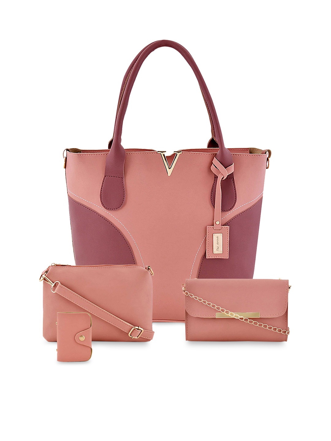 Pez dorado Set of 3 Colourblocked Oversized Structured Shoulder Bag with Tasselled, Pink
Pez dorado Set of 3 Colourblocked Oversized Structured Shoulder Bag with Tasselled, Pink